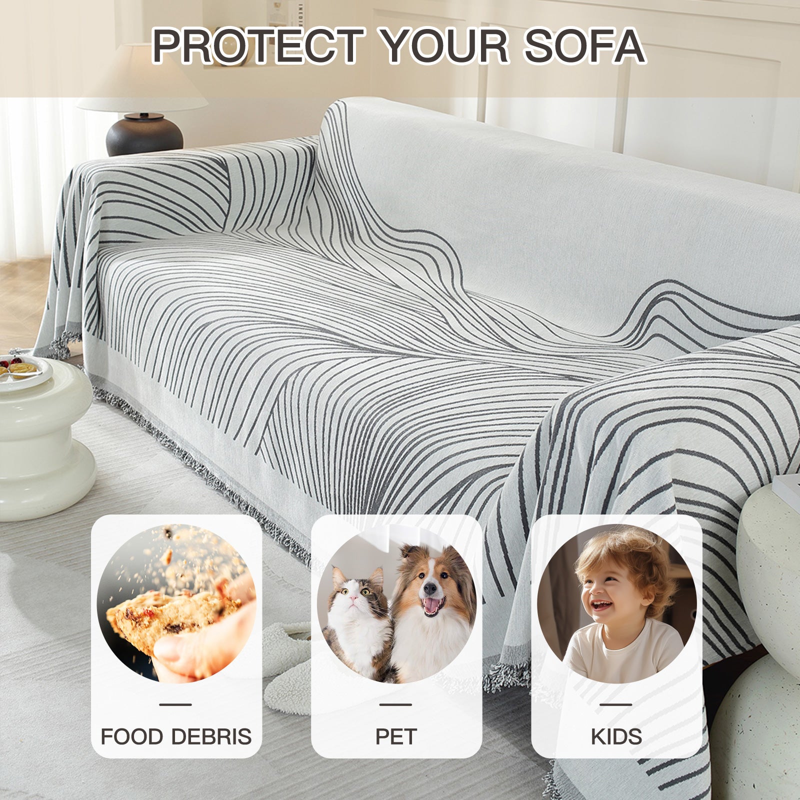 YSTYLE Universal 2 Seater canapé couverture Throw 180x280CM Soft