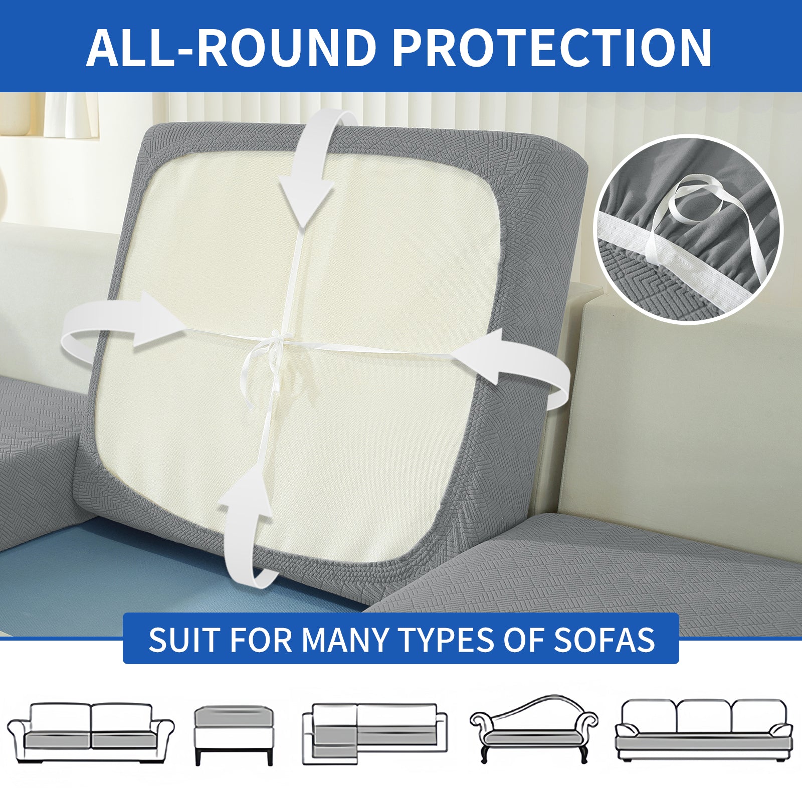 YSTYLE Copertura elastica per sedile del divano 2 posti Antiscivolo