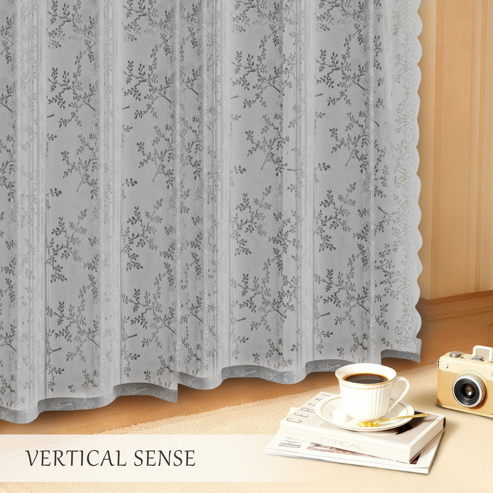 YSTYLE 2 Pieces Semi Sheer Lace Curtains Eyelets-YSTYLE
