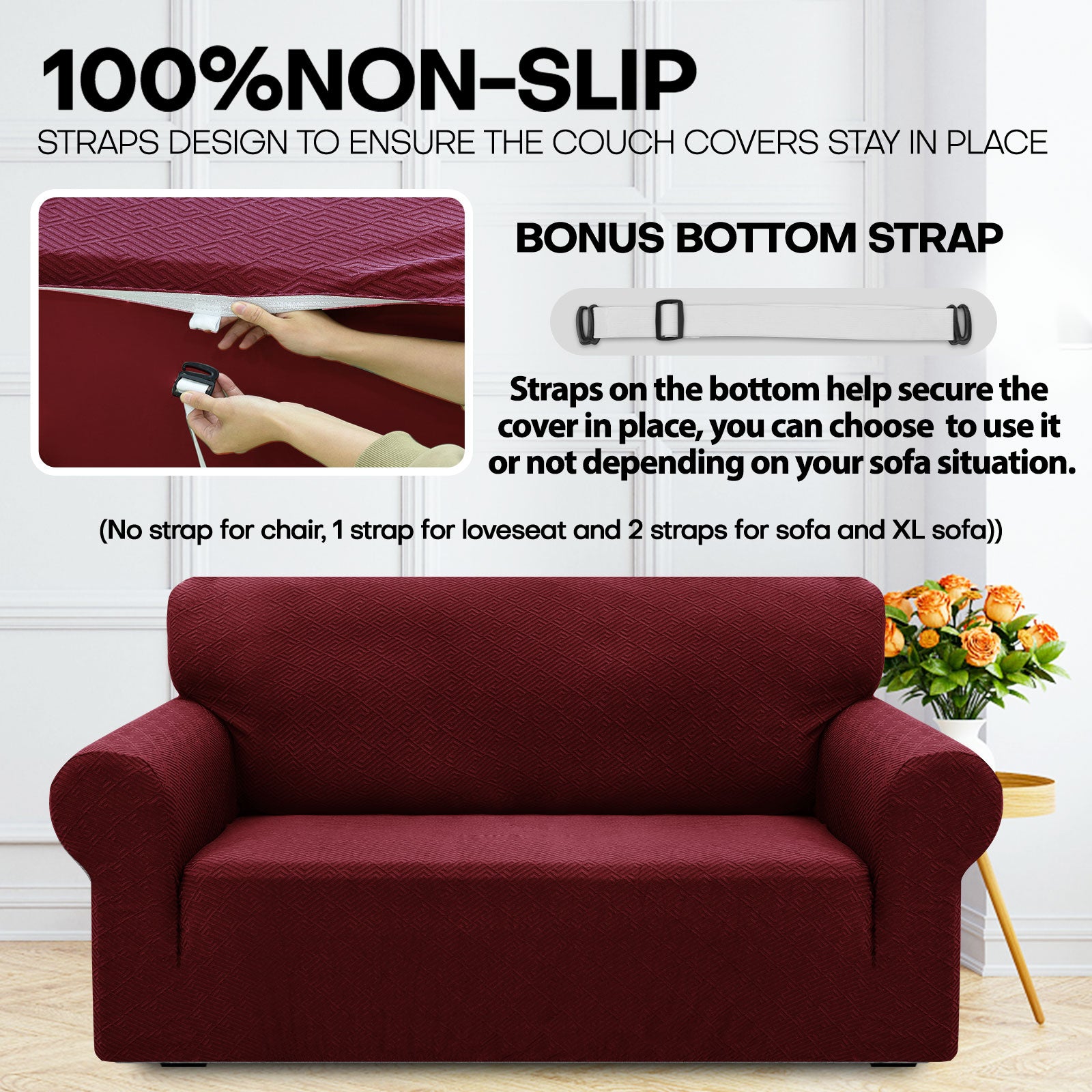 Manta para sofá de 3 asientos YSTYLE - Ajuste elástico, resistente a arañazos de mascotas, geométrico jacquard, antideslizante, lavable - Forma de espalda