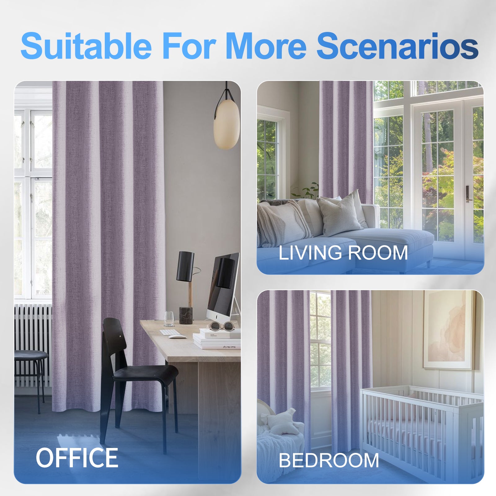 2 Pieces 100% Blackout Linen Curtains 140x175 cm Thermal