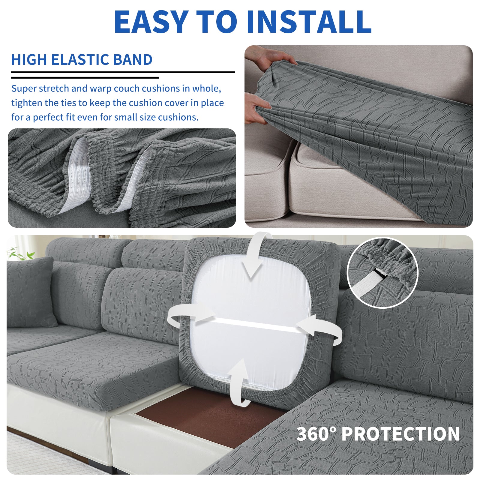 YSTYLE 2 pezzi Copertura per sedile divano elasticizzata 1 posto geometrico anti-scivolo