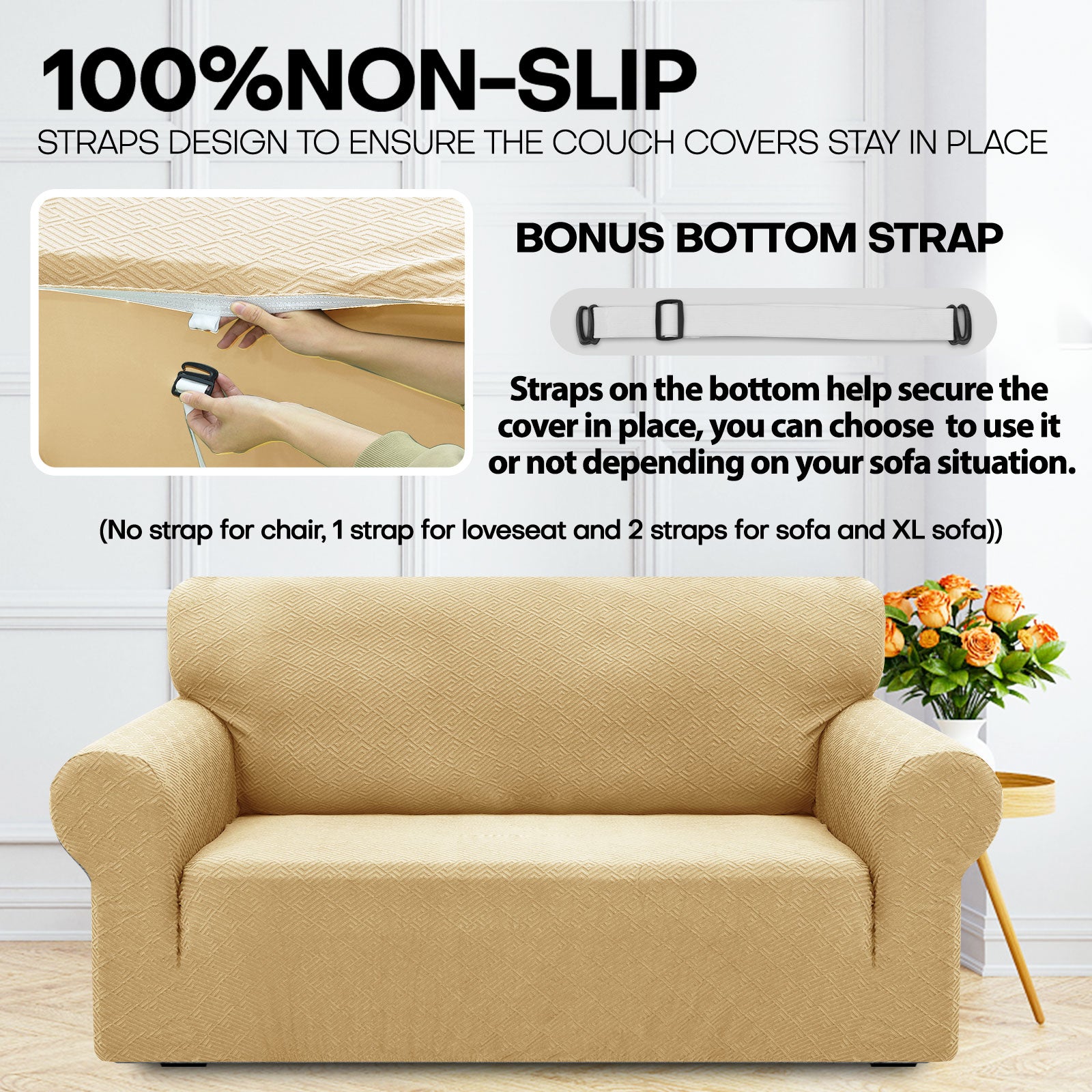 Manta para sofá de 3 asientos YSTYLE - Ajuste elástico, resistente a arañazos de mascotas, geométrico jacquard, antideslizante, lavable - Forma de espalda