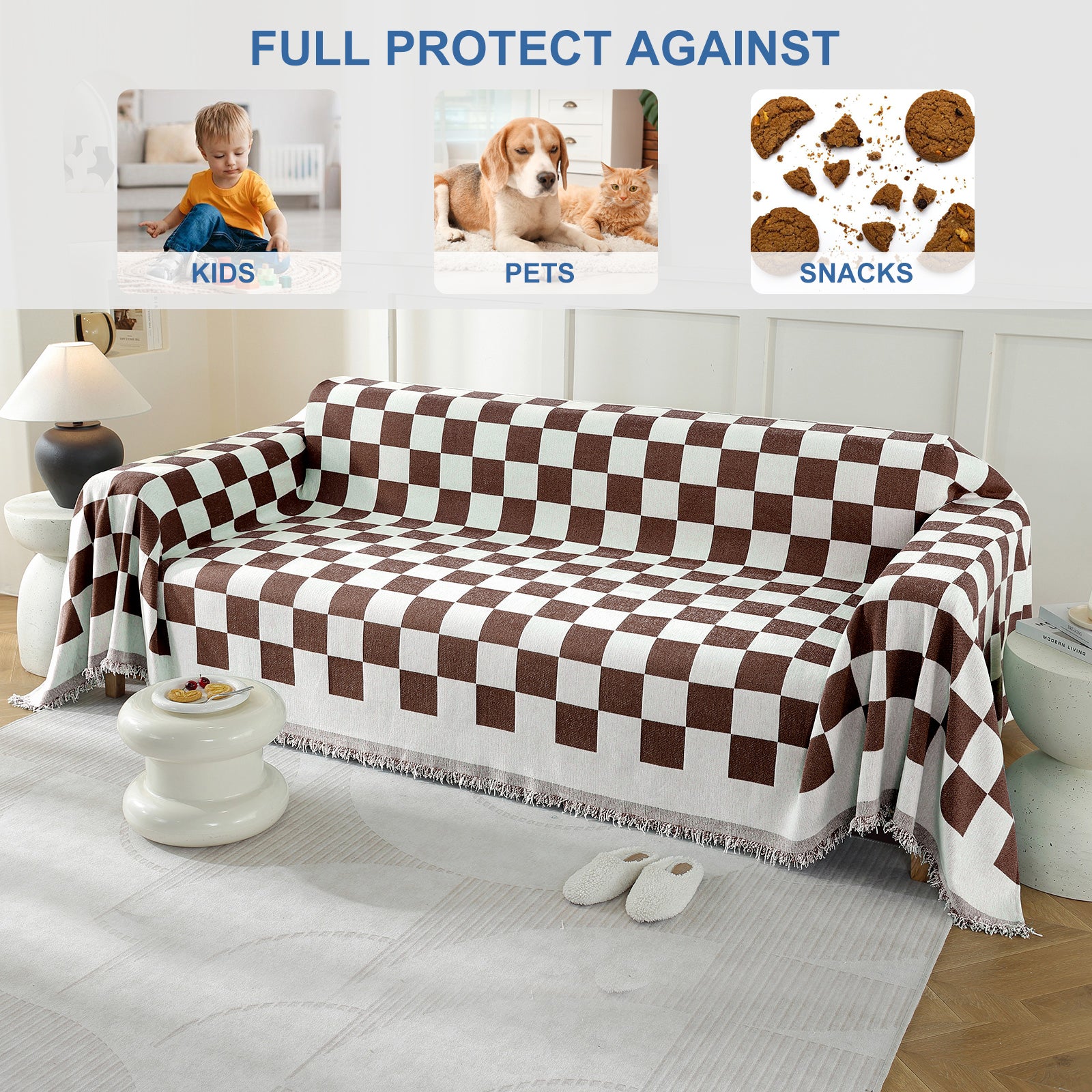 YSTYLE 2 Seater canapé Throw Blanket 180x280CM Stain Resistant