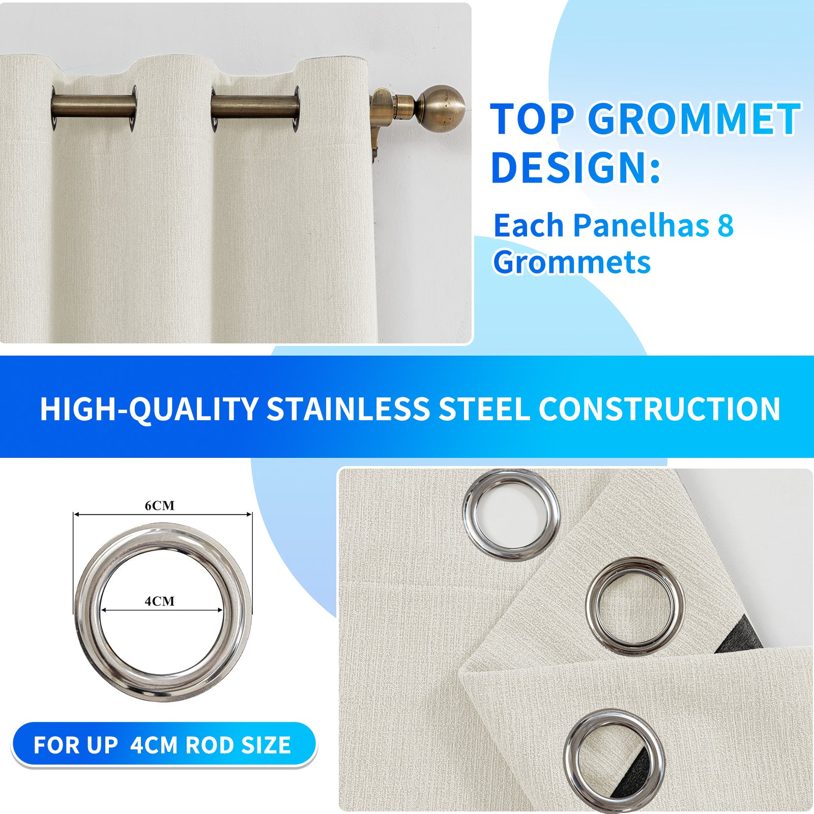 Ystyle 2 Pieces Linen Blackout Curtains 140x180 cm Thermal