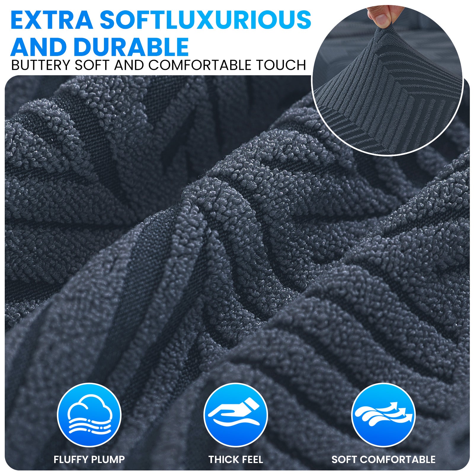 Ystyle Elastic Sofa Seat Cover, Universal Living Room Cushion Cover, Separate Sofa Cushion Slipcovers, Non-Slip, Stain-Resistant, Super Soft & Washable(2 Pieces+Chaise longue)