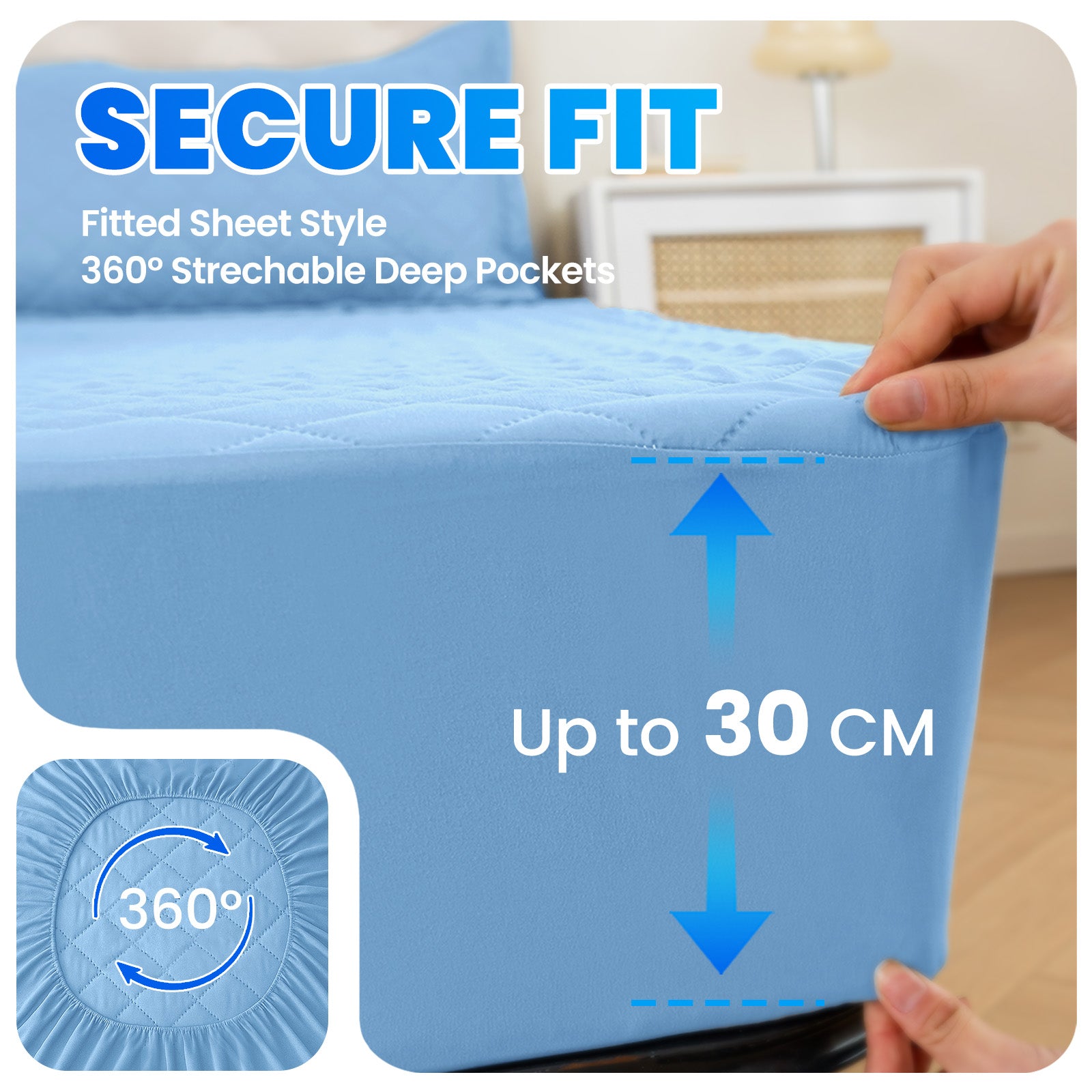 Waterproof Mattress Protector 90x190cm with Deep Pocket