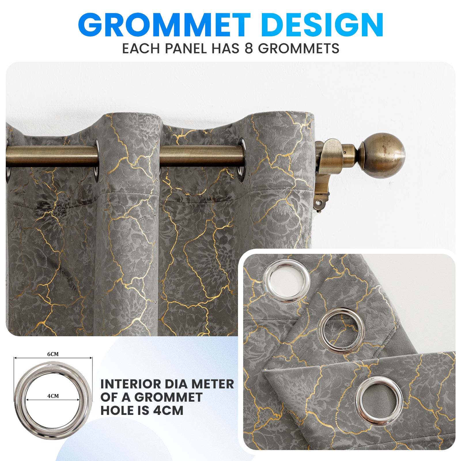 Ystyle 2 Stück Samt Blackout Vorhänge 117x137 cm Gold Druck