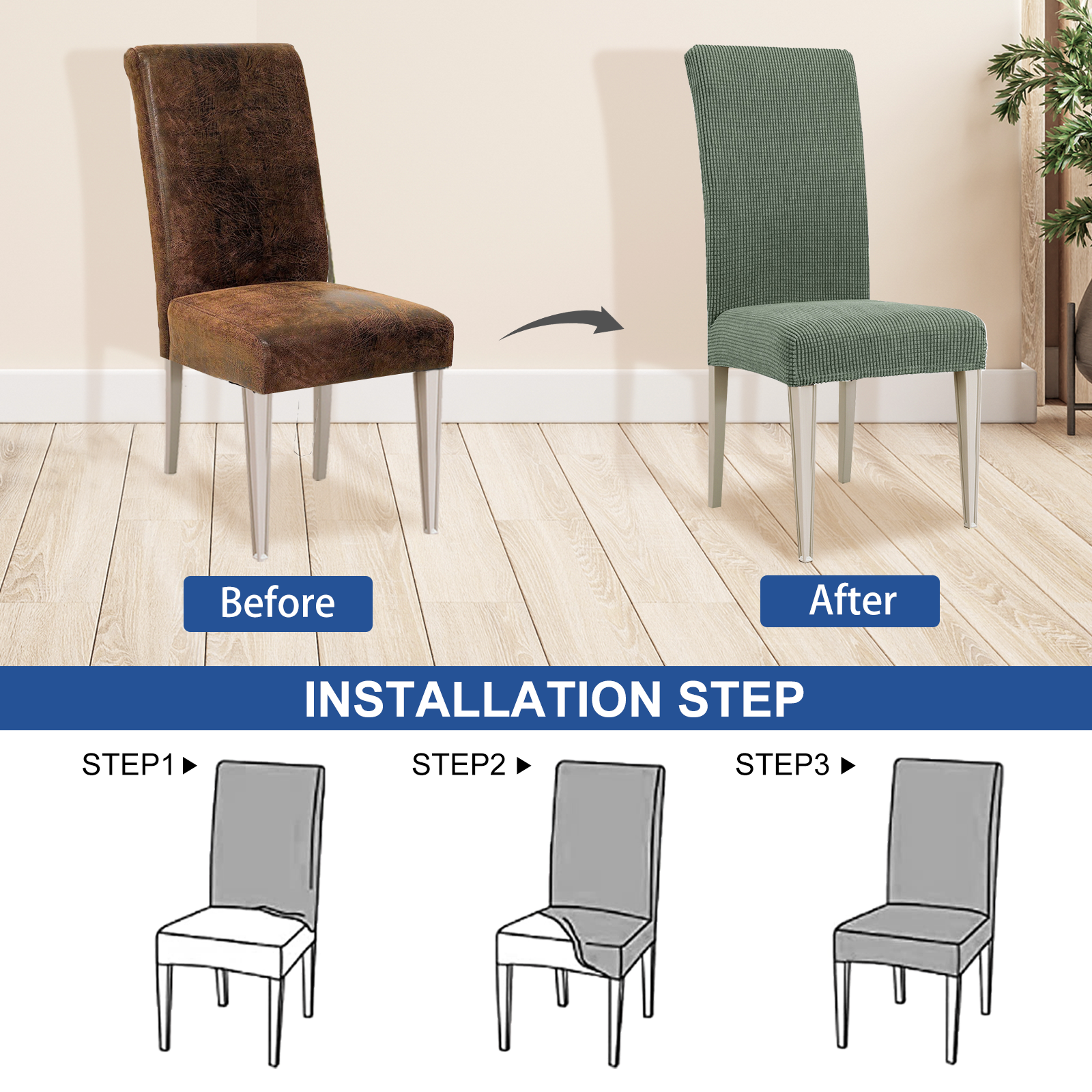 YSTYLE 6 Pieces Stretch Dining Chair Covers Jacquard Pattern