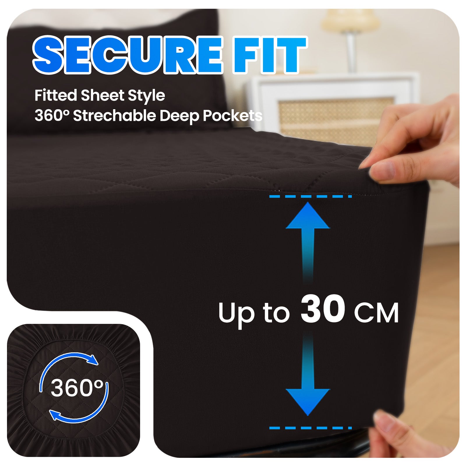 Waterproof Mattress Protector 90x190cm with Deep Pocket