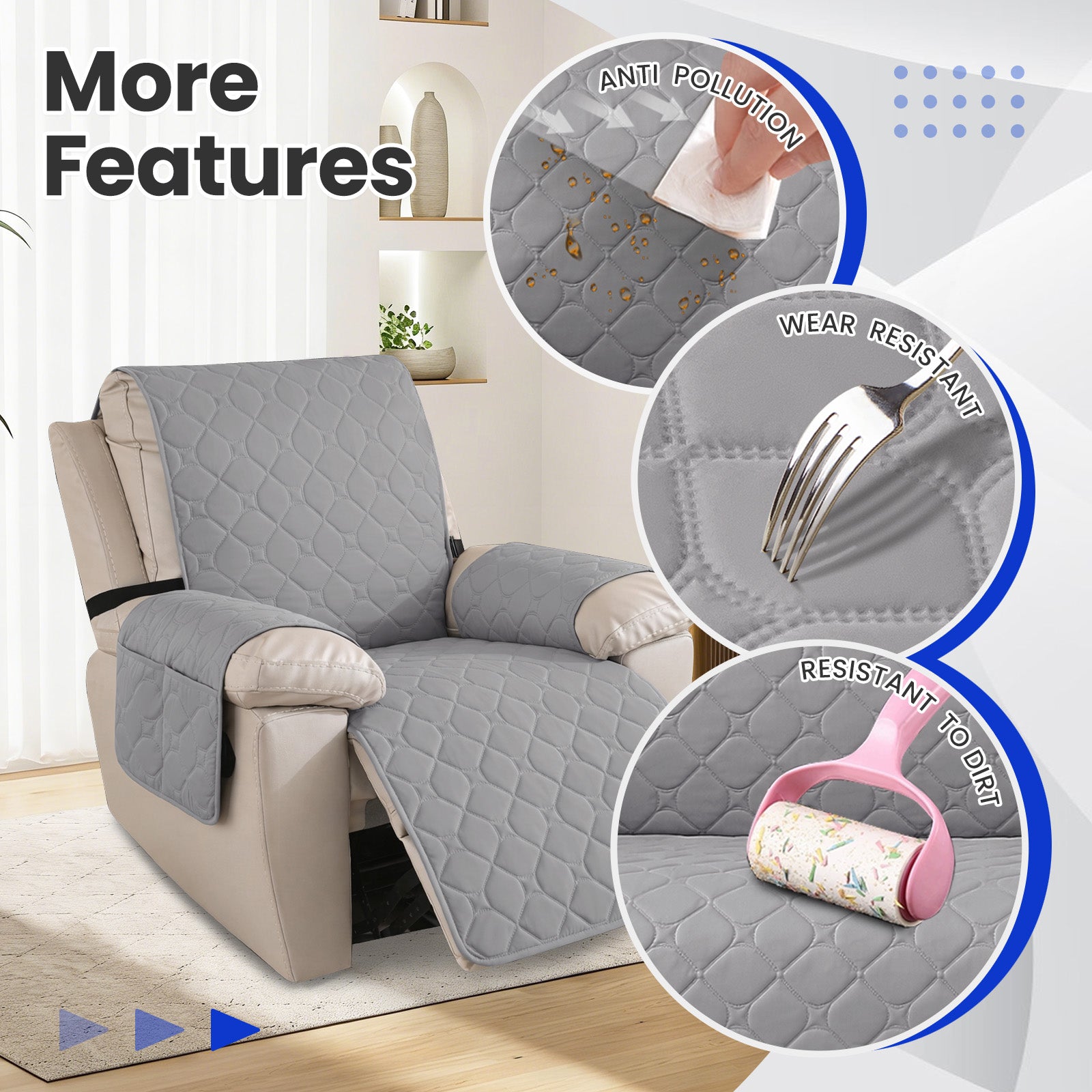 YSTYLE imperméable Recliner Armchair couverture with accoudoirs 1 Seater