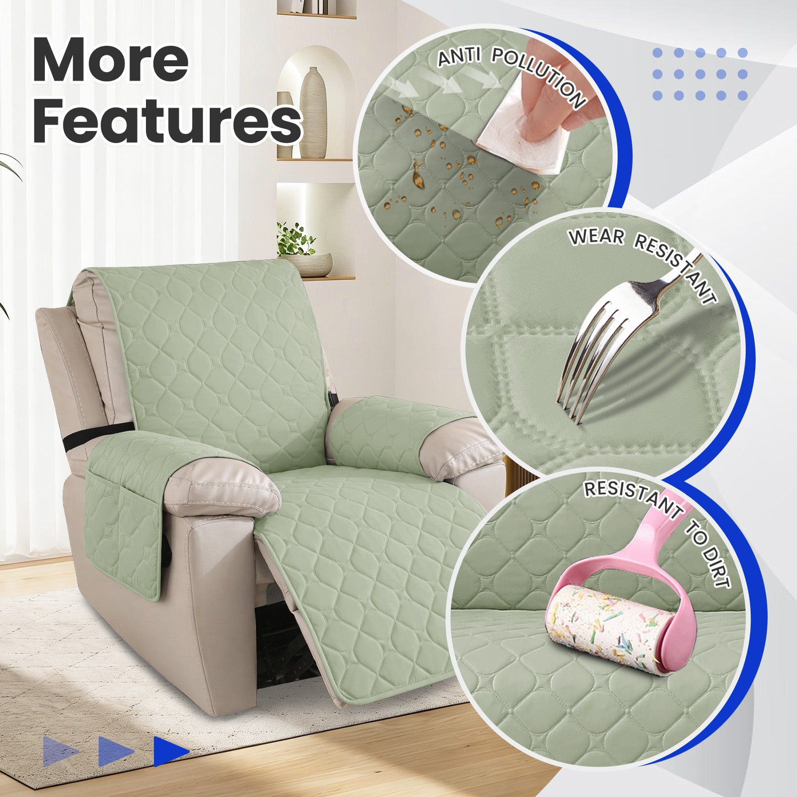 YSTYLE imperméable Recliner Armchair couverture with accoudoirs 1 Seater