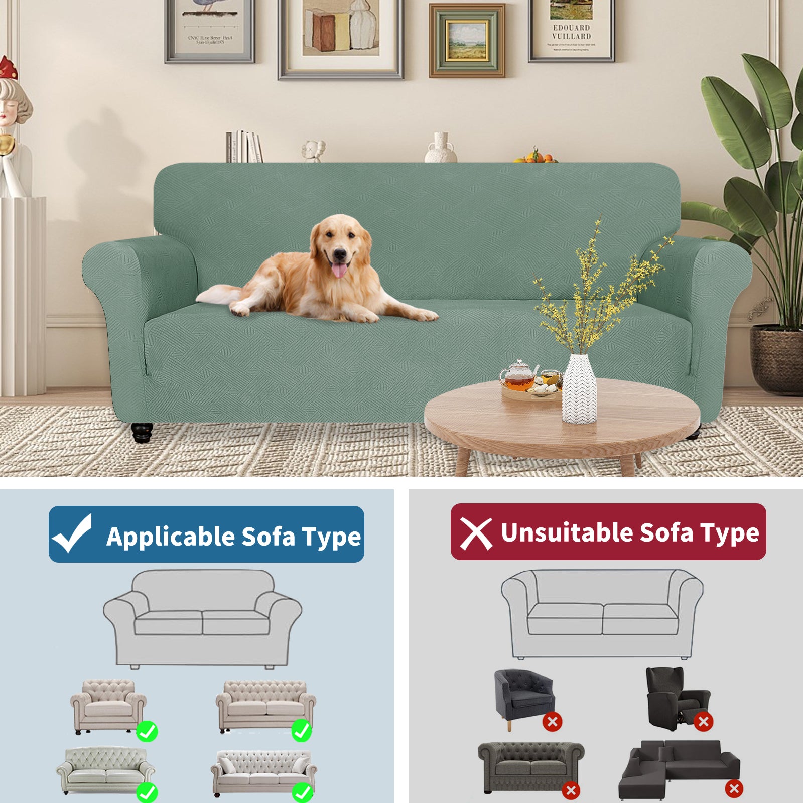 YSTYLE Hoch Stretch 1-Sitzer Sessel Bezug Anti-Rutsch Waschbar