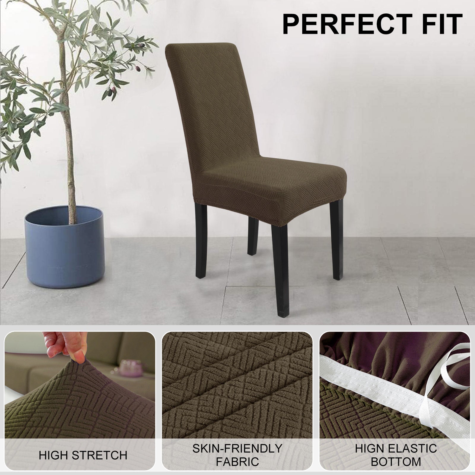 YSTYLE 2 Pieces élastique Dining Chair couvertures Diamond Jacquard