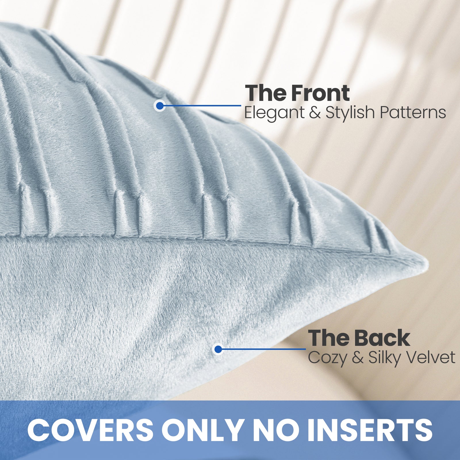 Ystyle Sofa Cushion Covers 40 x 40 cm Set of 2 Soft Velvet Sofa Cushion Covers Modern Bedroom Sofa Bed Invisible Zipper Washable Elegant Durable