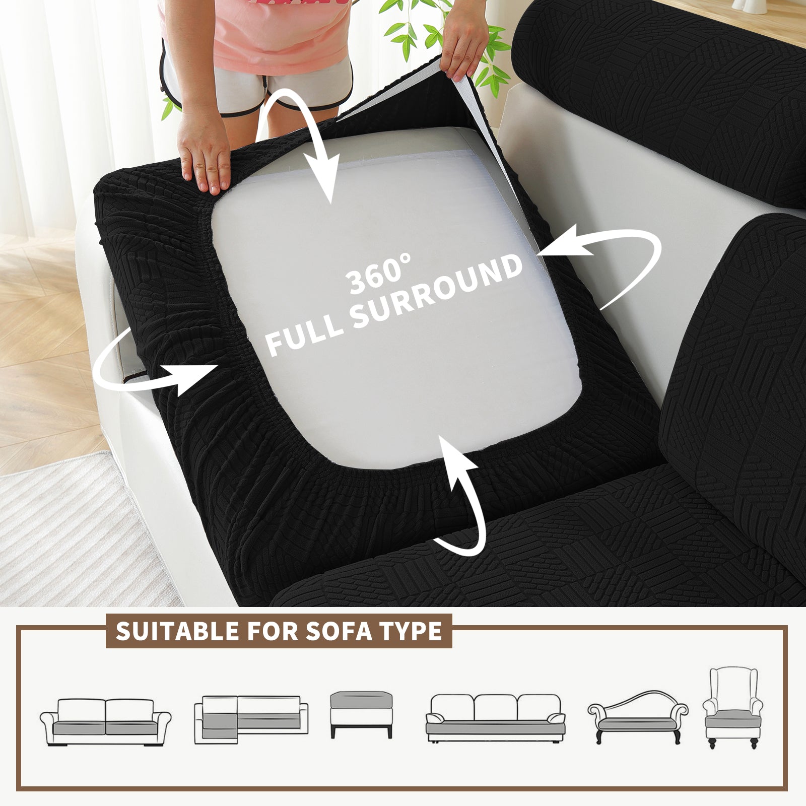 YSTYLE Copertura per sedile divano elasticizzata 1 posto motivo geometrico