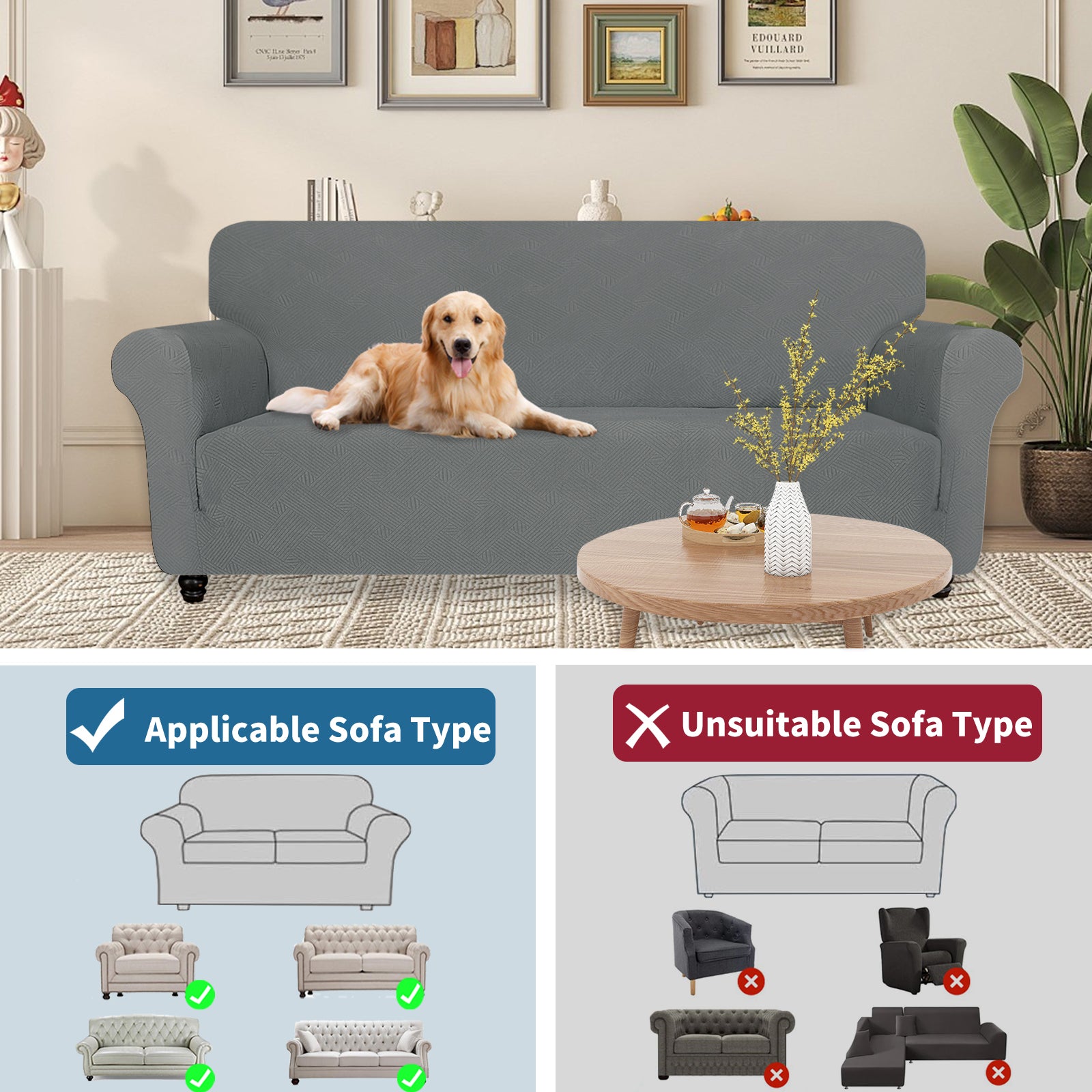 YSTYLE Hoch Stretch 1-Sitzer Sessel Bezug Anti-Rutsch Waschbar