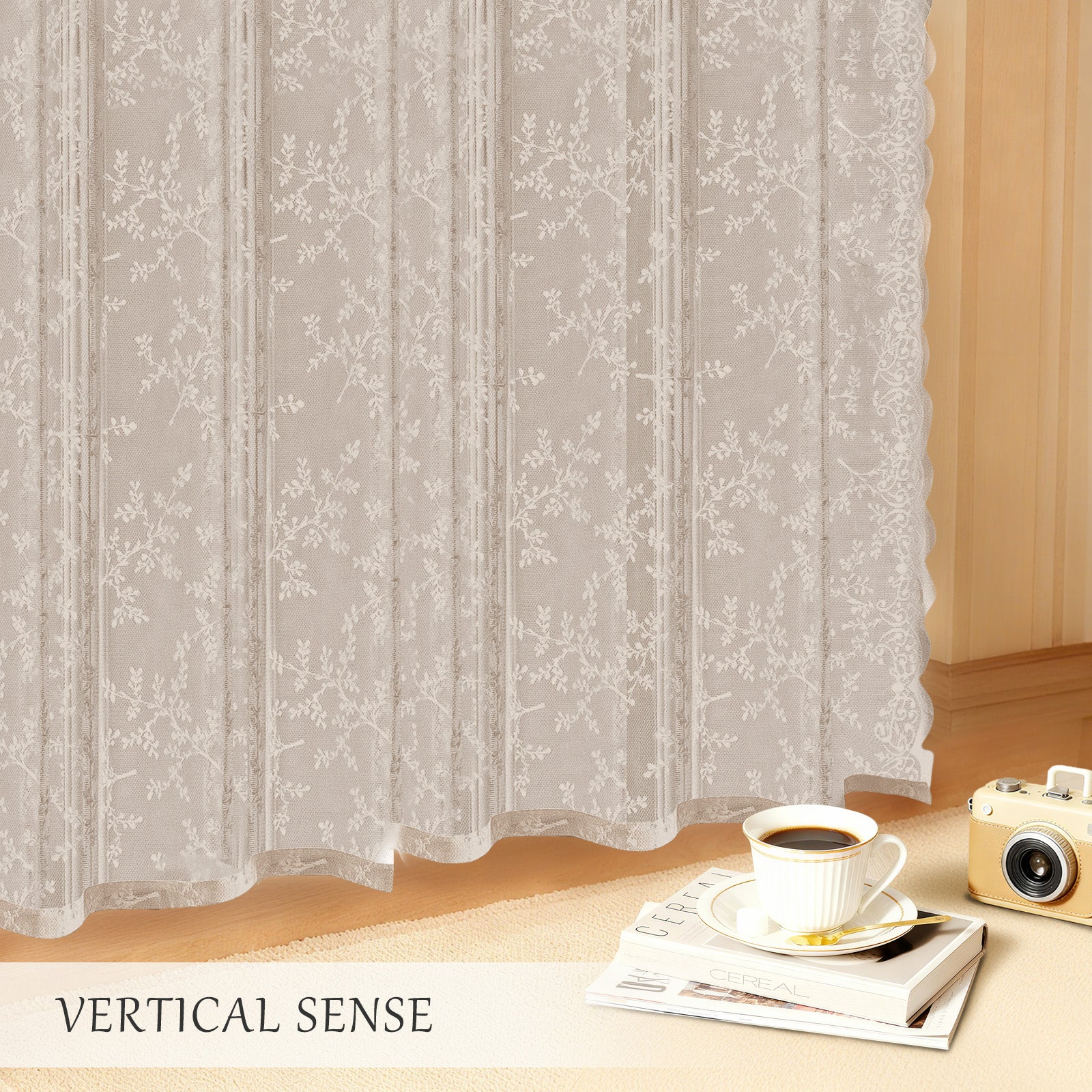Ystyle 2 Panels Set Semi-Sheer Indoor Curtains, 70x120cm, Classic Lace Voile Curtains with Rod Pocket