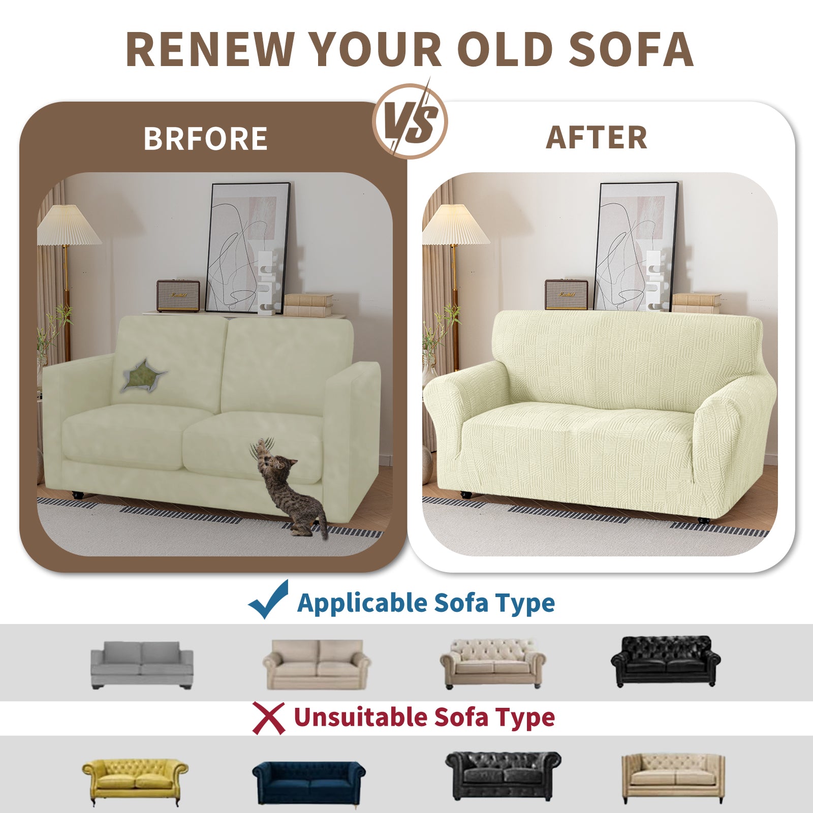 Copertura per divano a 3 posti YSTYLE Stretch 180-234 cm con motivo geometrico