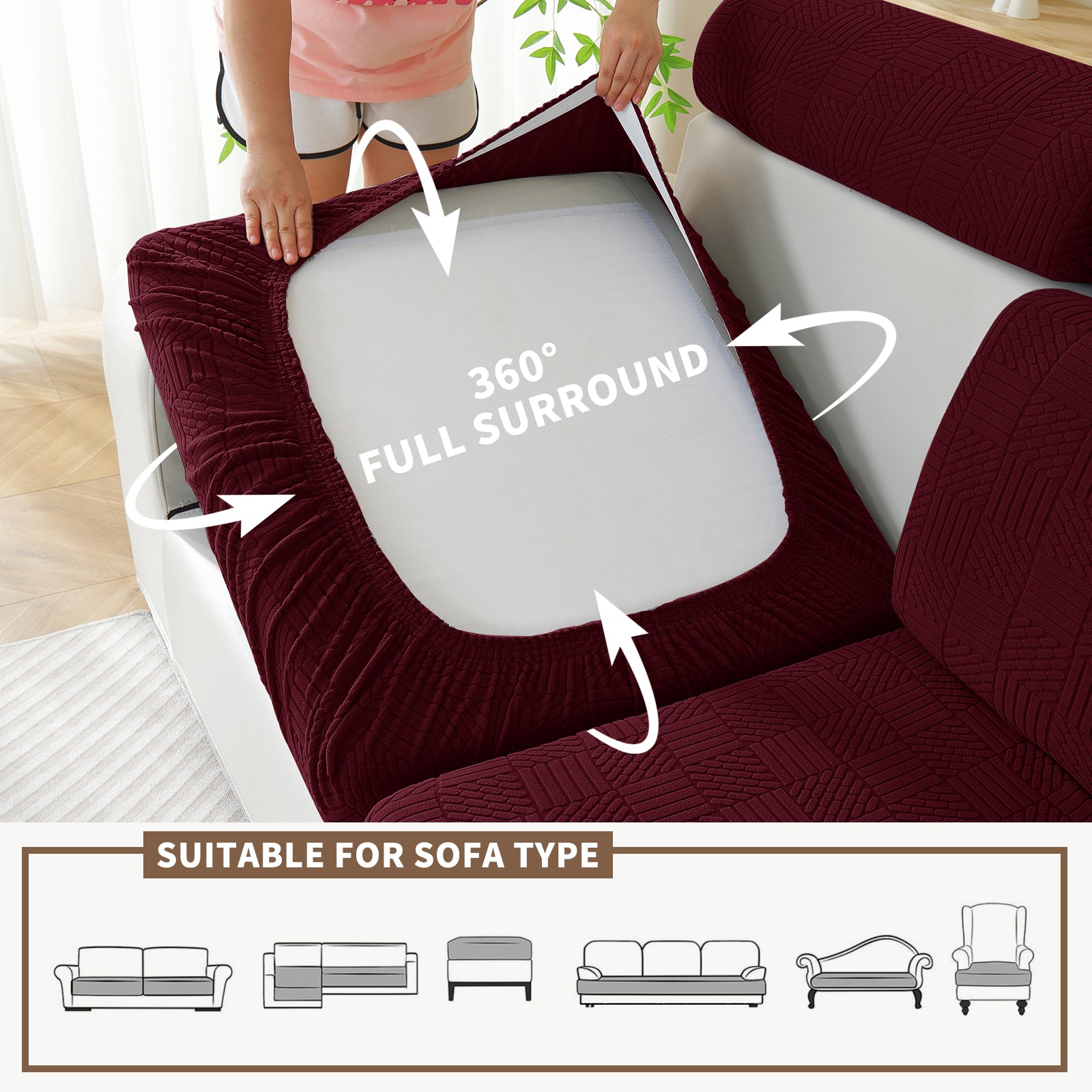 YSTYLE Copertura per sedile divano elasticizzata 3 posti motivo geometrico