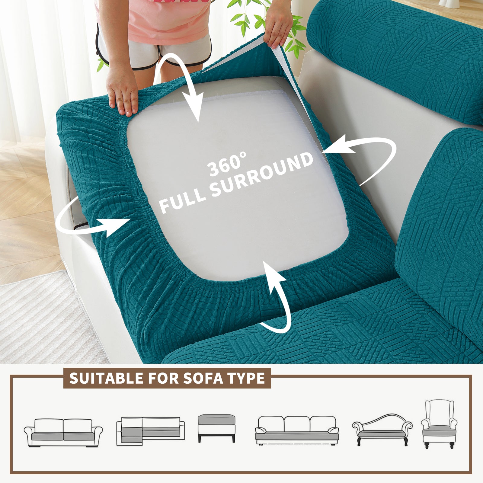 YSTYLE Copertura per sedile divano elasticizzata 1 posto motivo geometrico