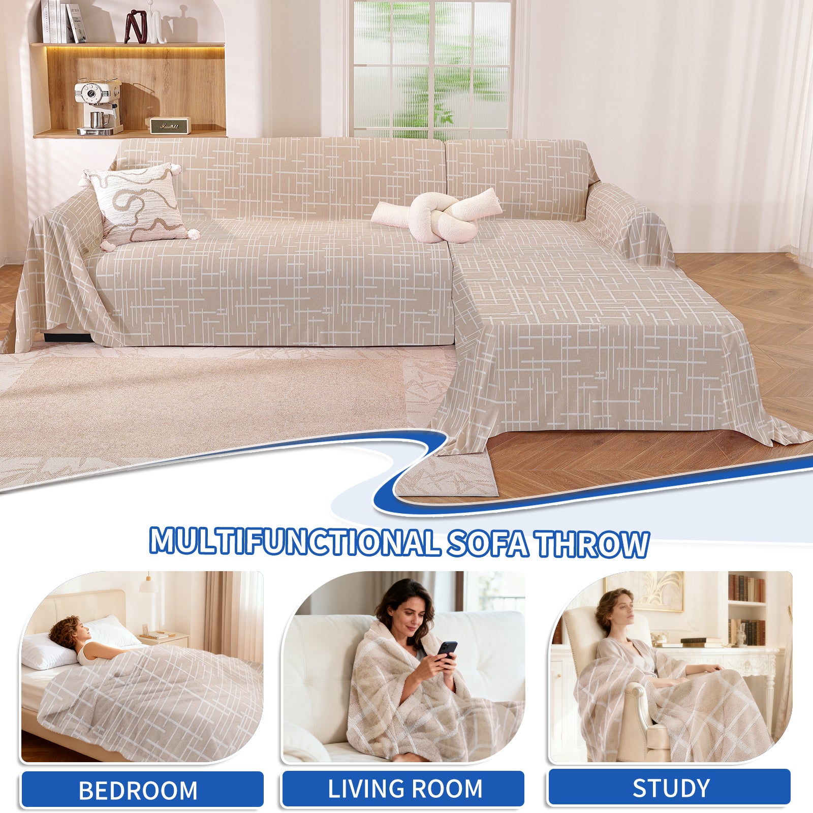 Ystyle Universal 4 Seater Sofa Cover Throw 200x380cm Breathable-YSTYLE