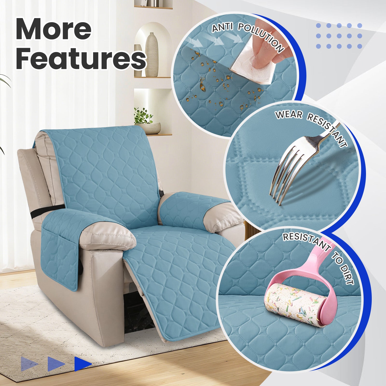 YSTYLE Waterproof Recliner Armchair Cover with Armrests 1 Seater