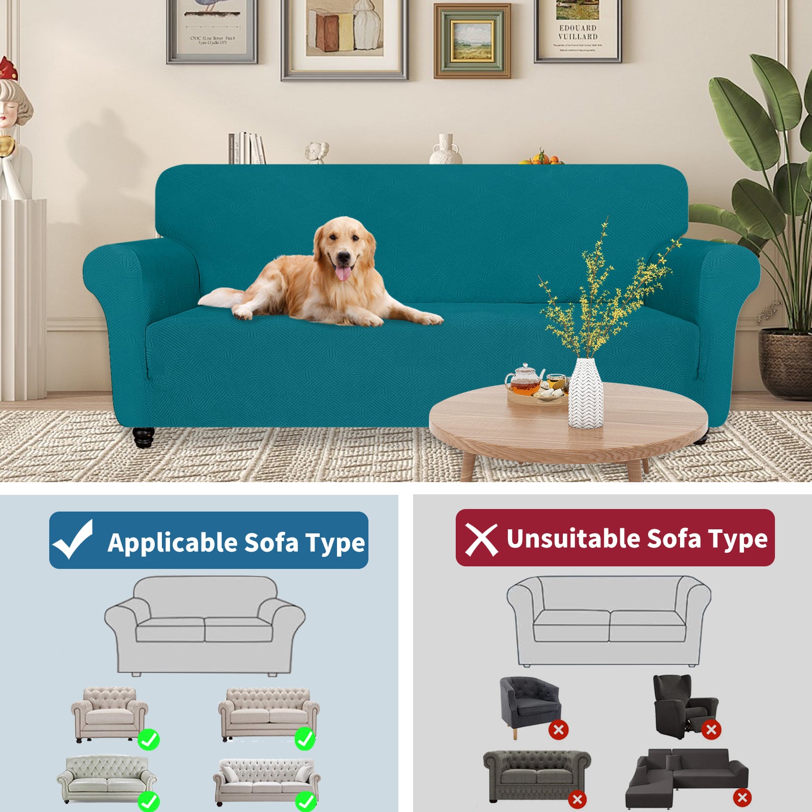 YSTYLE Hoch Stretch 1-Sitzer Sessel Bezug Anti-Rutsch Waschbar