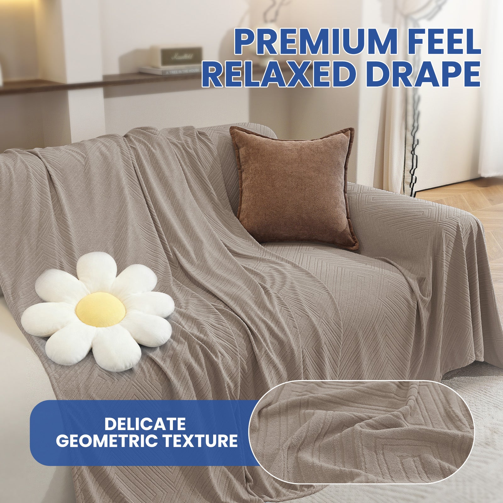 Ystyle 3 Seater Sofa Cover, 180x340 cm, Anti-Claw Protection, Soft Universal Sofa Cover, Anti-Dust, Large Size Modern Washable Sofa Throw