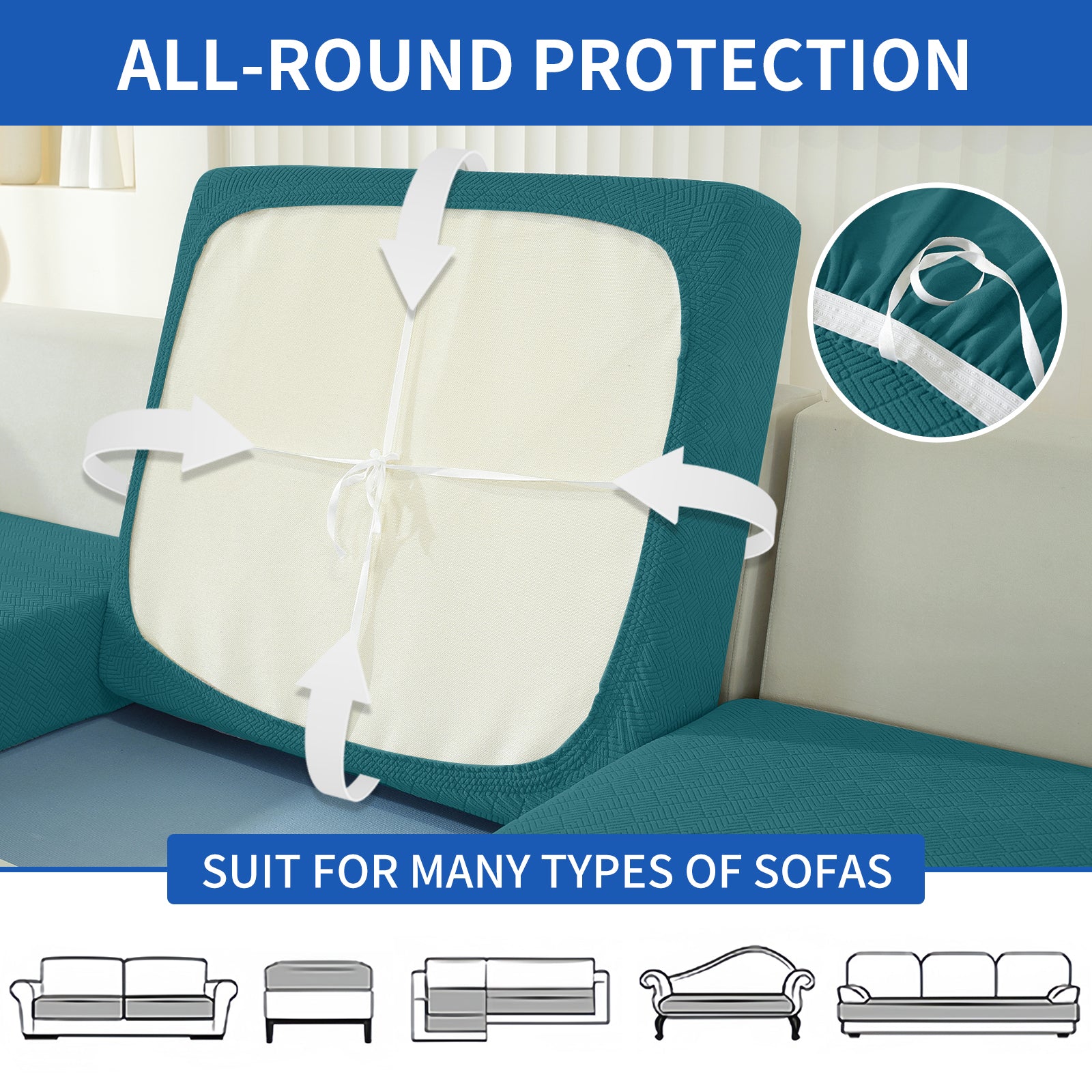 YSTYLE 1 Piece Sofa Cushion Cover – Stretch Fit, Universal Use, Anti-Slip, Scratch Resistant, Geometric Design-Rhombic