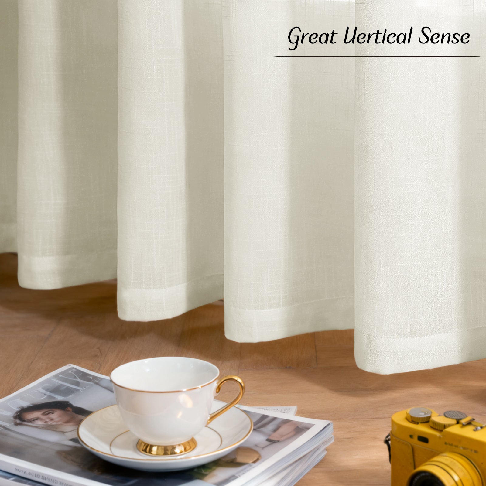 Ystyle 2 Panels Set, Linen-Effect Indoor Curtains, 70x240 cm, Living Room Window Curtains with Cross Weave, Kitchen Voile Curtains with Rod Pocket, Modern Lightweight Bedroom Curtains