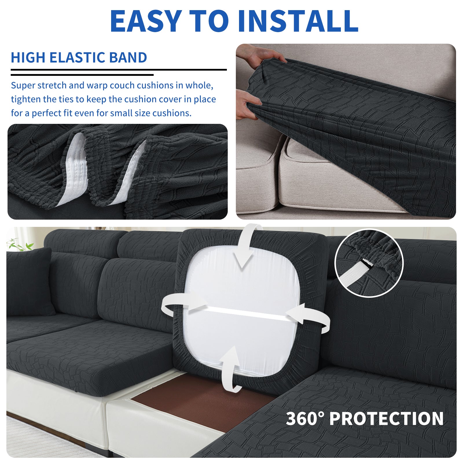 YSTYLE 2 pezzi Copertura per sedile divano elasticizzata 1 posto geometrico anti-scivolo