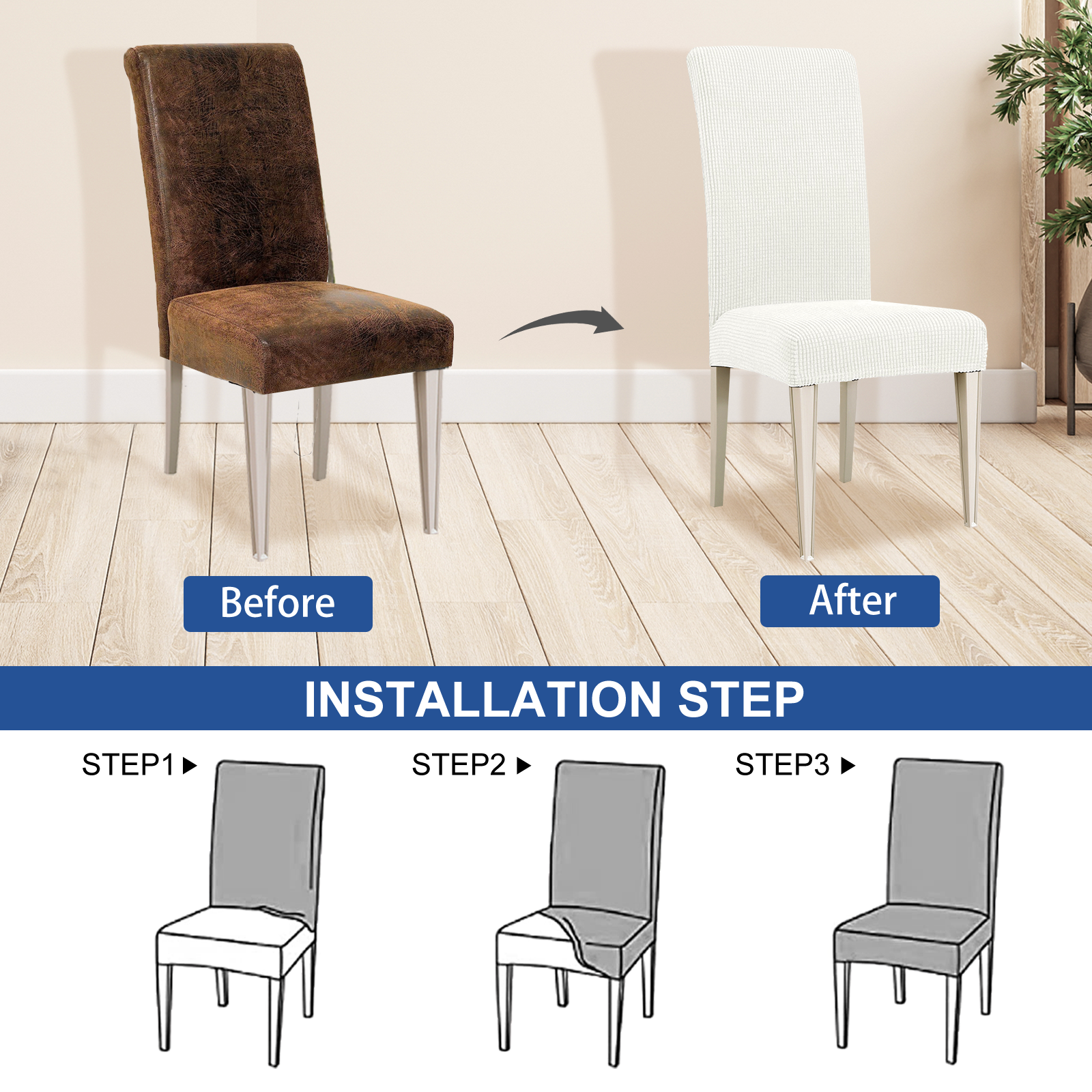 YSTYLE 6 Pieces Stretch Dining Chair Covers Jacquard Pattern