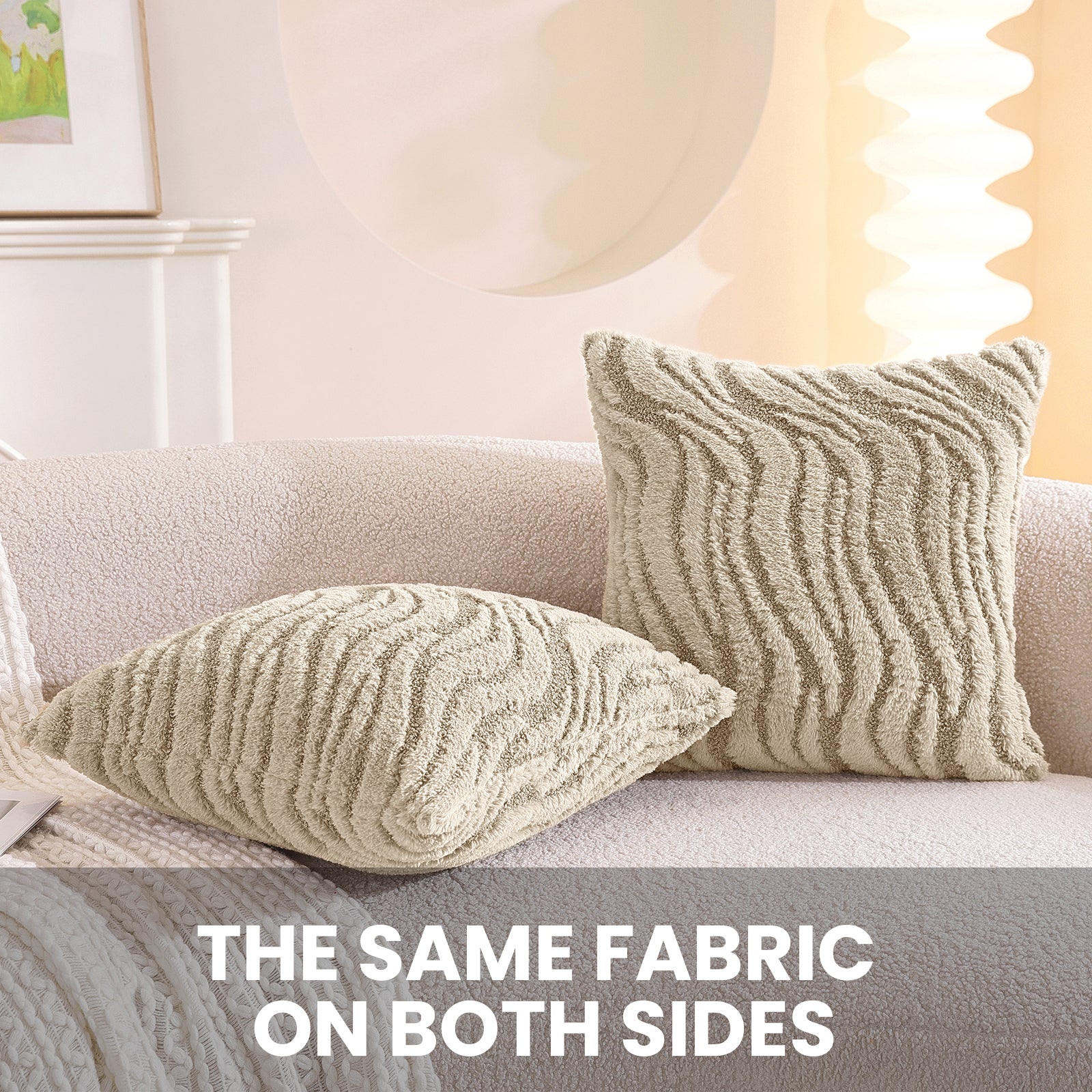 Ystyle Sofa Cushion Covers 60 x 60 cm Set of 2 Soft Plush Striped Cushion Covers Modern Elegant Decorative Durable Cushion Covers for Sofa Living Room Bedroom