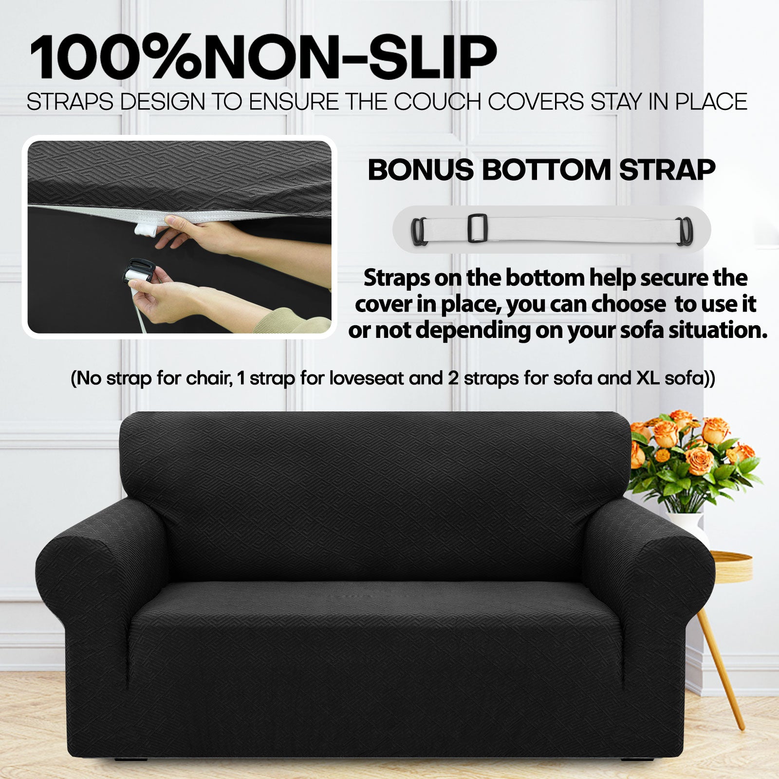 Copertura per divano a 3 posti YSTYLE Stretch con braccioli, motivo jacquard geometrico