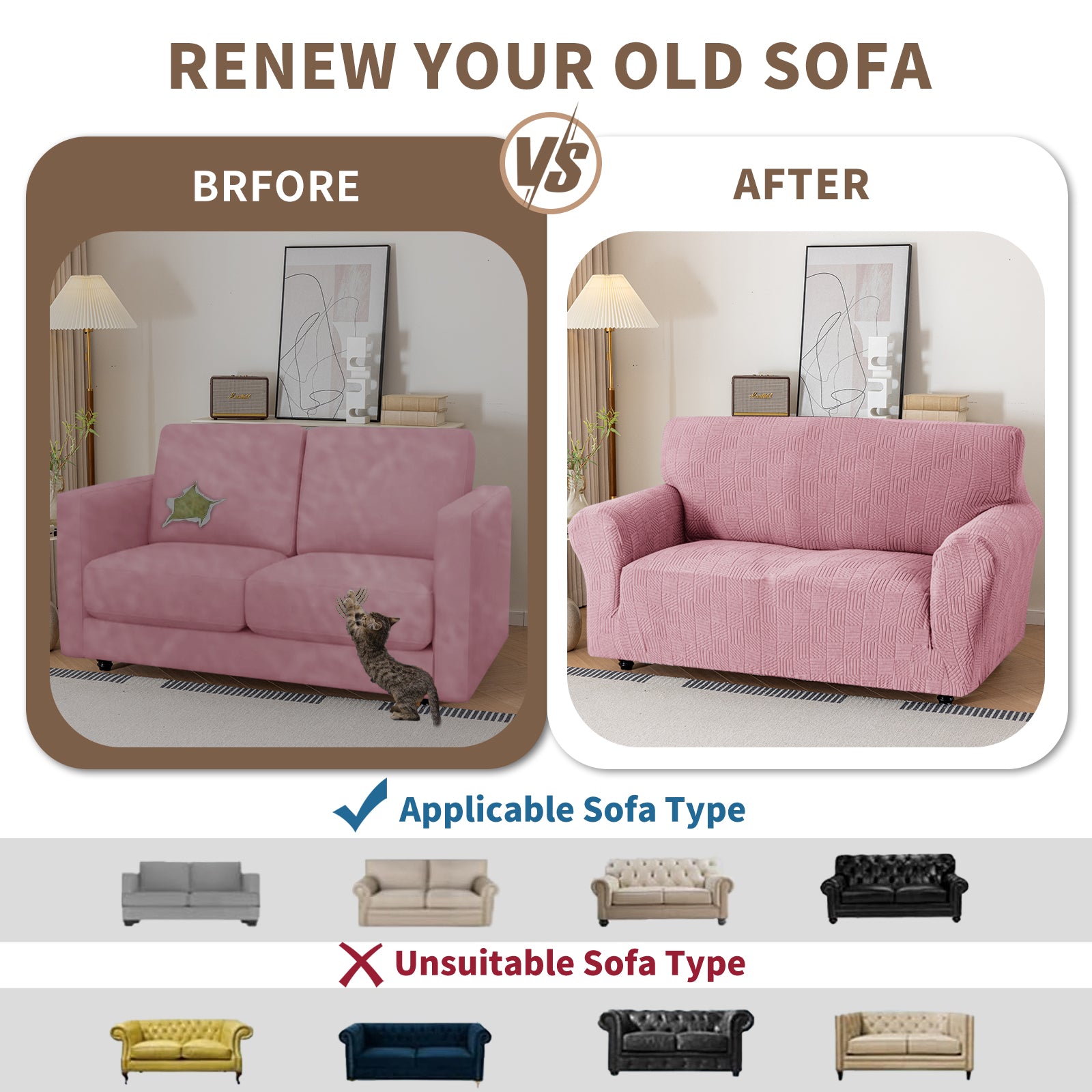 Copertura per divano a 3 posti YSTYLE Stretch 180-234 cm con motivo geometrico