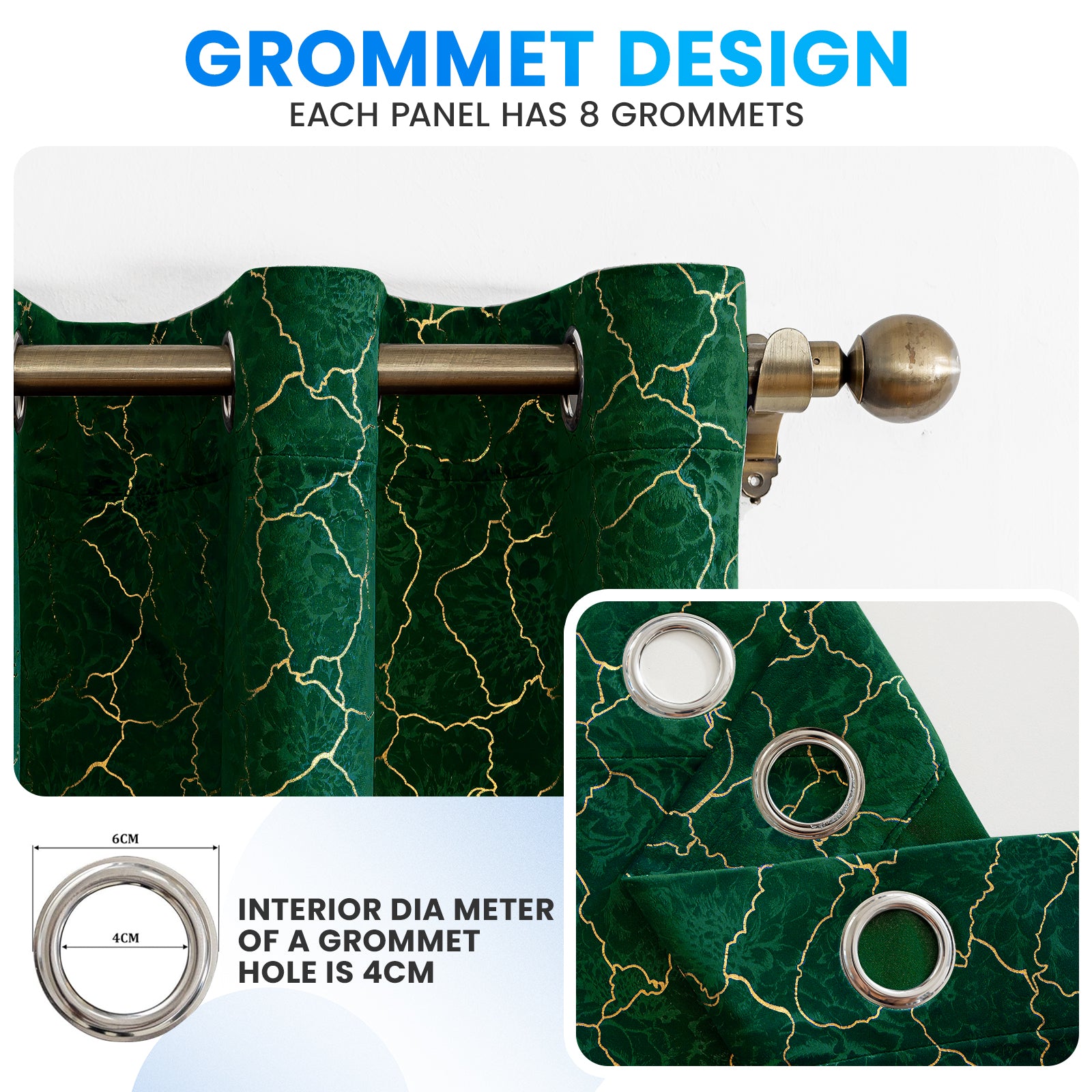 Ystyle 2 Stück Samt Blackout Vorhänge 117x137 cm Gold Druck