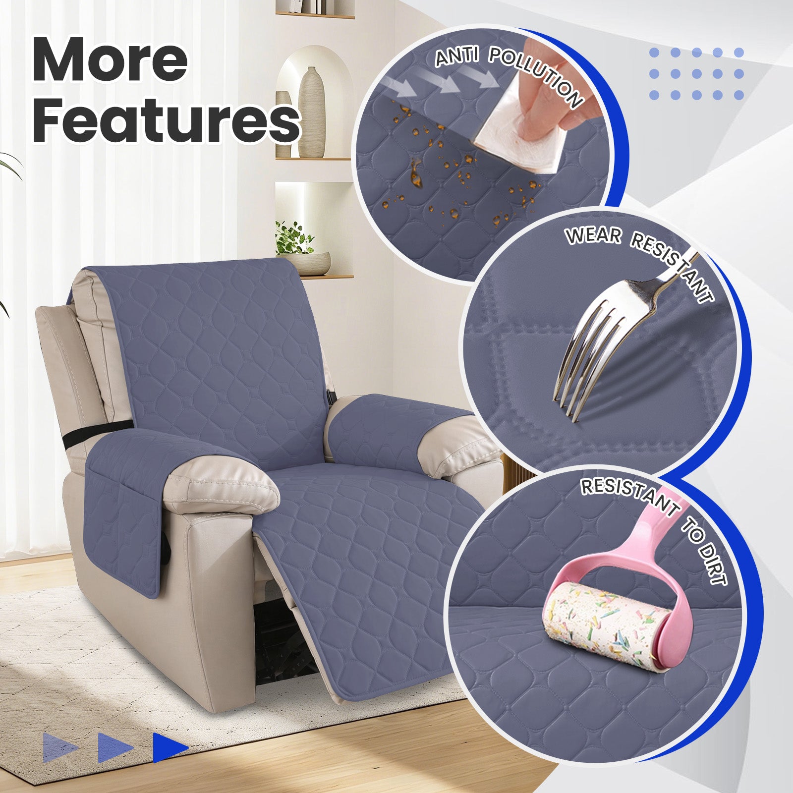 YSTYLE imperméable Recliner Armchair couverture with accoudoirs 1 Seater