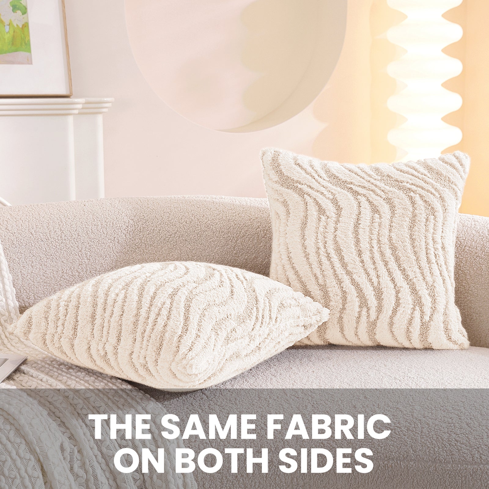 Ystyle Sofa Cushion Covers 60 x 60 cm Set of 2 Soft Plush Striped Cushion Covers Modern Elegant Decorative Durable Cushion Covers for Sofa Living Room Bedroom