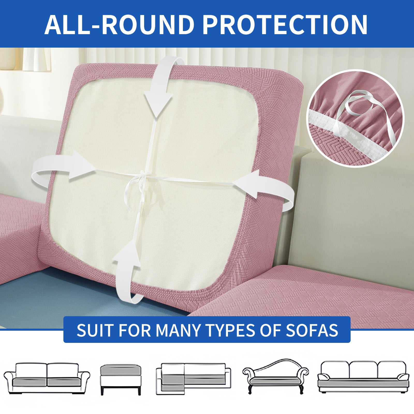YSTYLE Chaise Sofa Cushion Cover – Stretch Fit, Universal Use, Anti-Slip, Scratch Resistant, Geometric Design-Rhombic