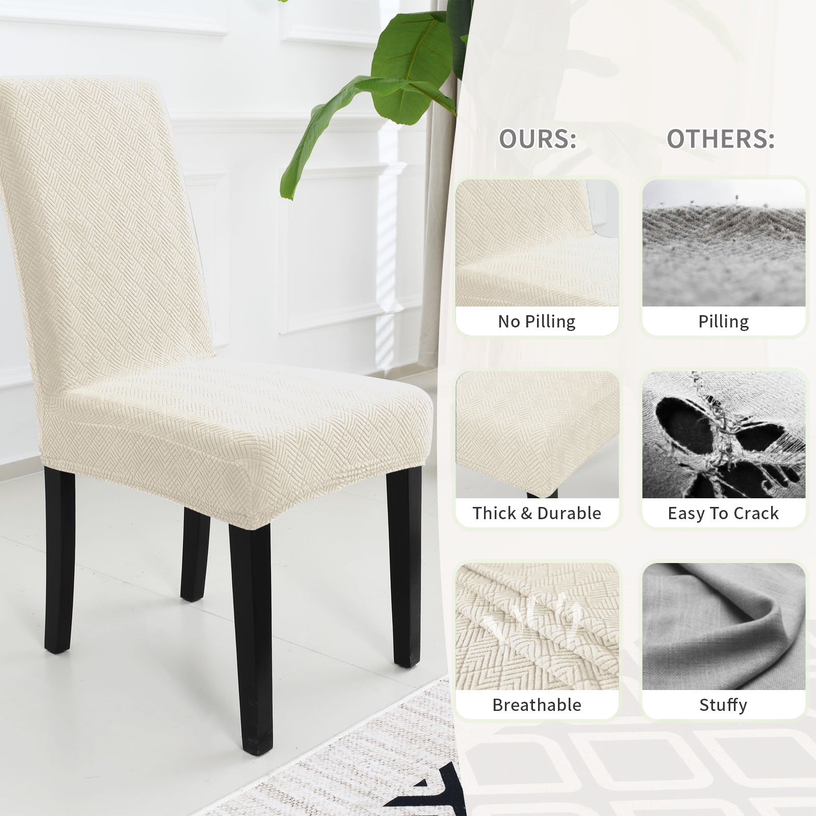 YSTYLE 2 Pieces élastique Dining Chair couvertures Diamond Jacquard