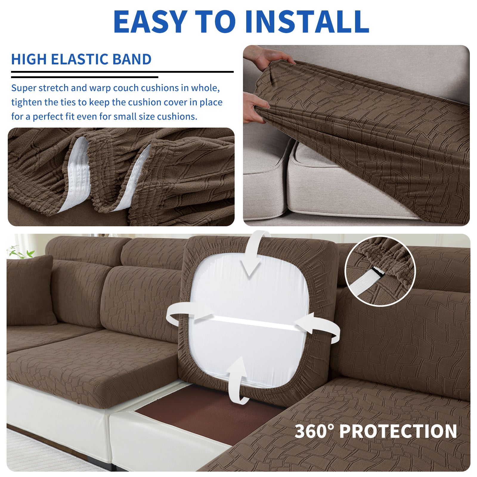 YSTYLE 2 pezzi Copertura per sedile divano elasticizzata 1 posto geometrico anti-scivolo