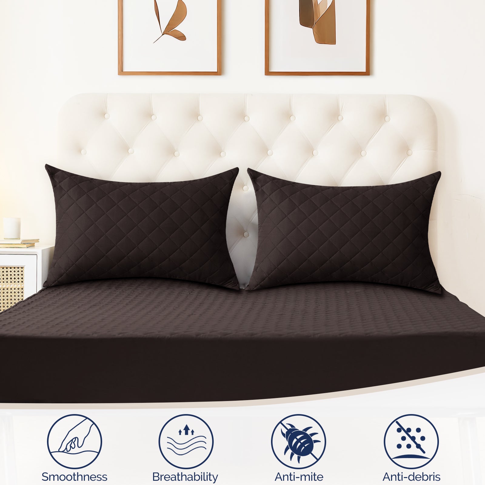 YSTYLE 2 Waterproof Pillowcases 50x80cm Breathable Anti Mite-YSTYLE