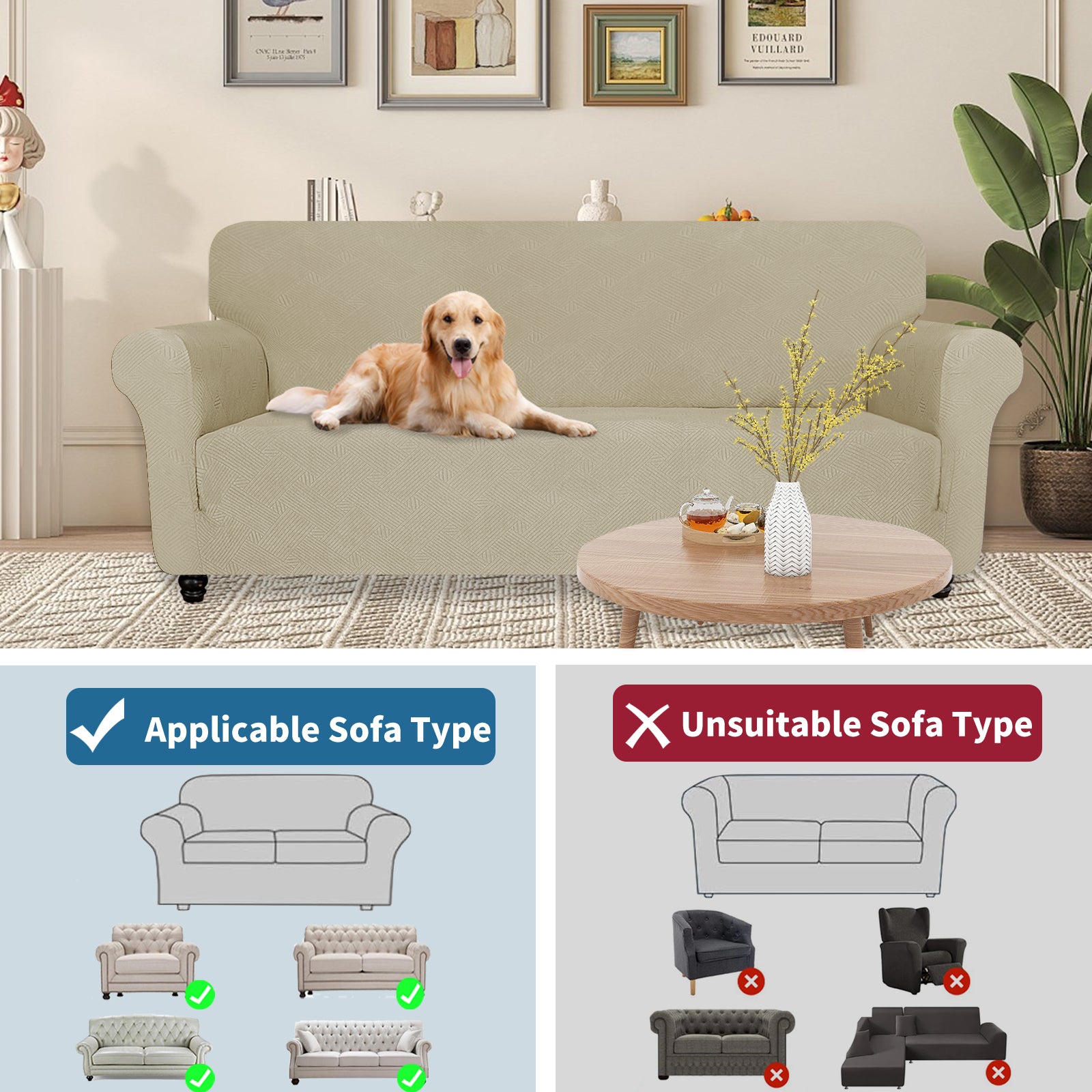 YSTYLE Hoch Stretch 1-Sitzer Sessel Bezug Anti-Rutsch Waschbar