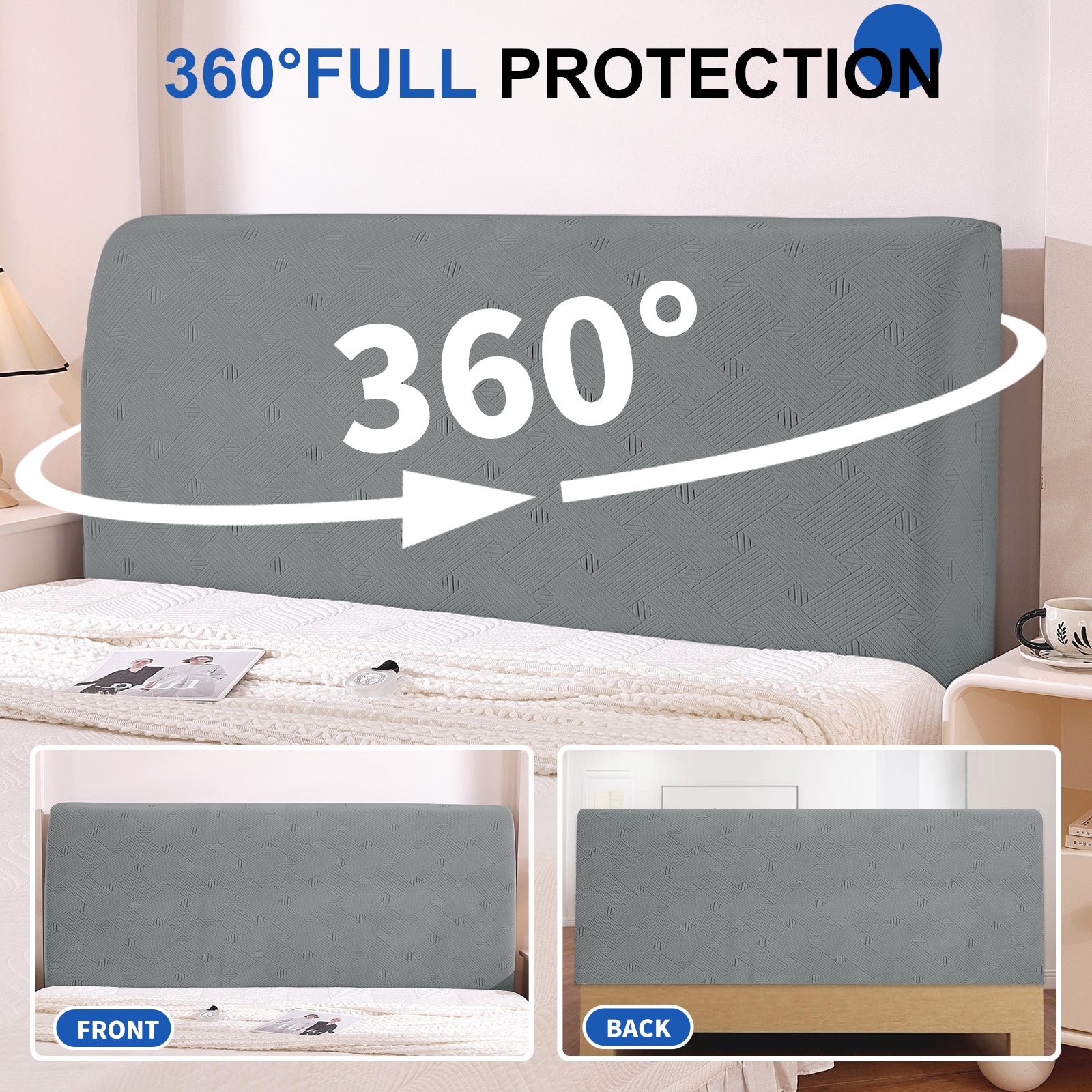 Ystyle 150cm Bed Headboard Cover, Elasticized Double/Single Bed Headboard Cover, Washable Double Bed Headboard Slipcover, Universal Dust-Proof Headboard Cover