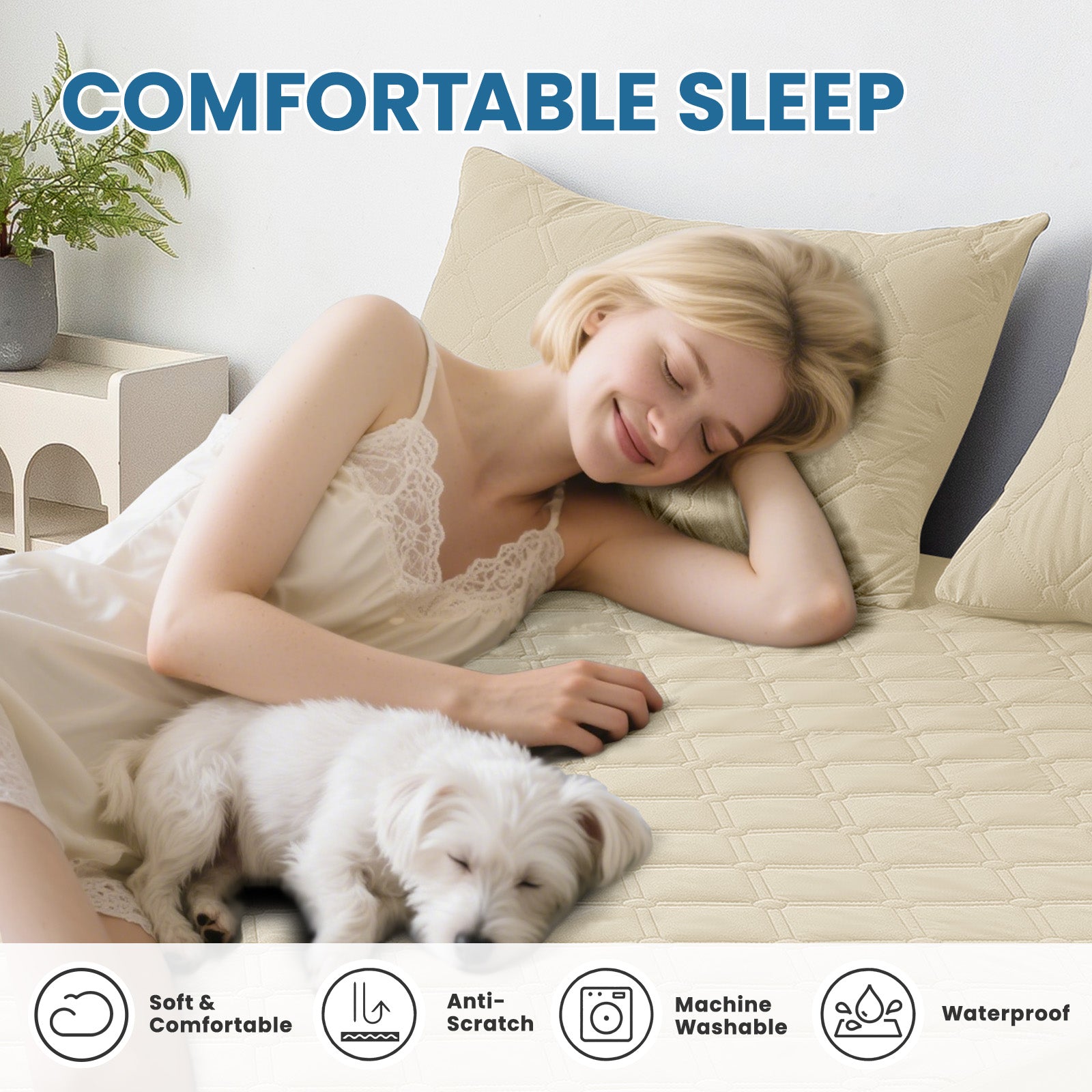 Ystyle Waterproof Mattress Protector – Double Size 160x190 cm Anti-Allergy & Scratch Resistant