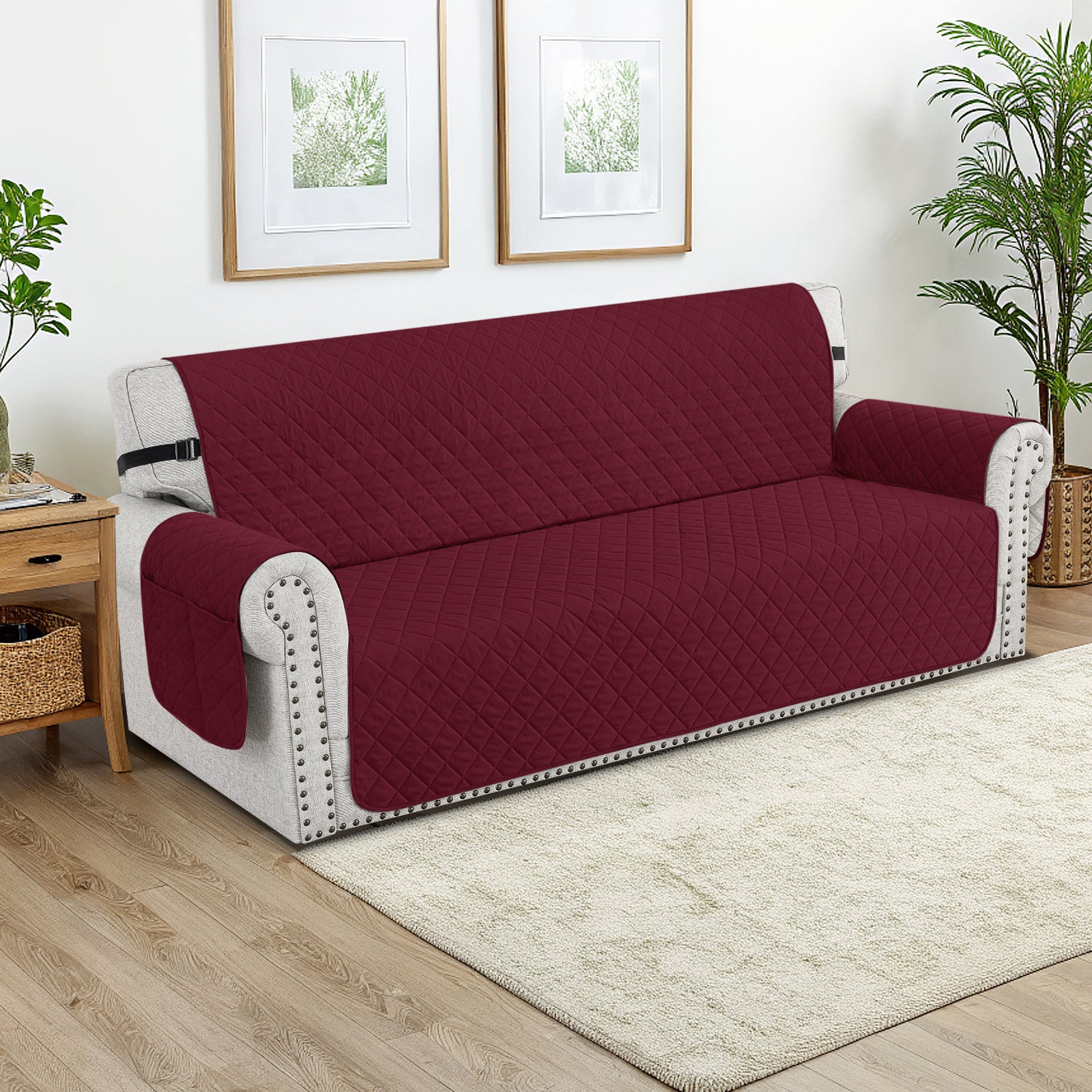 Ystyle Waterproof 2 Seater Sofa Cover with Armrests Anti-Slip
