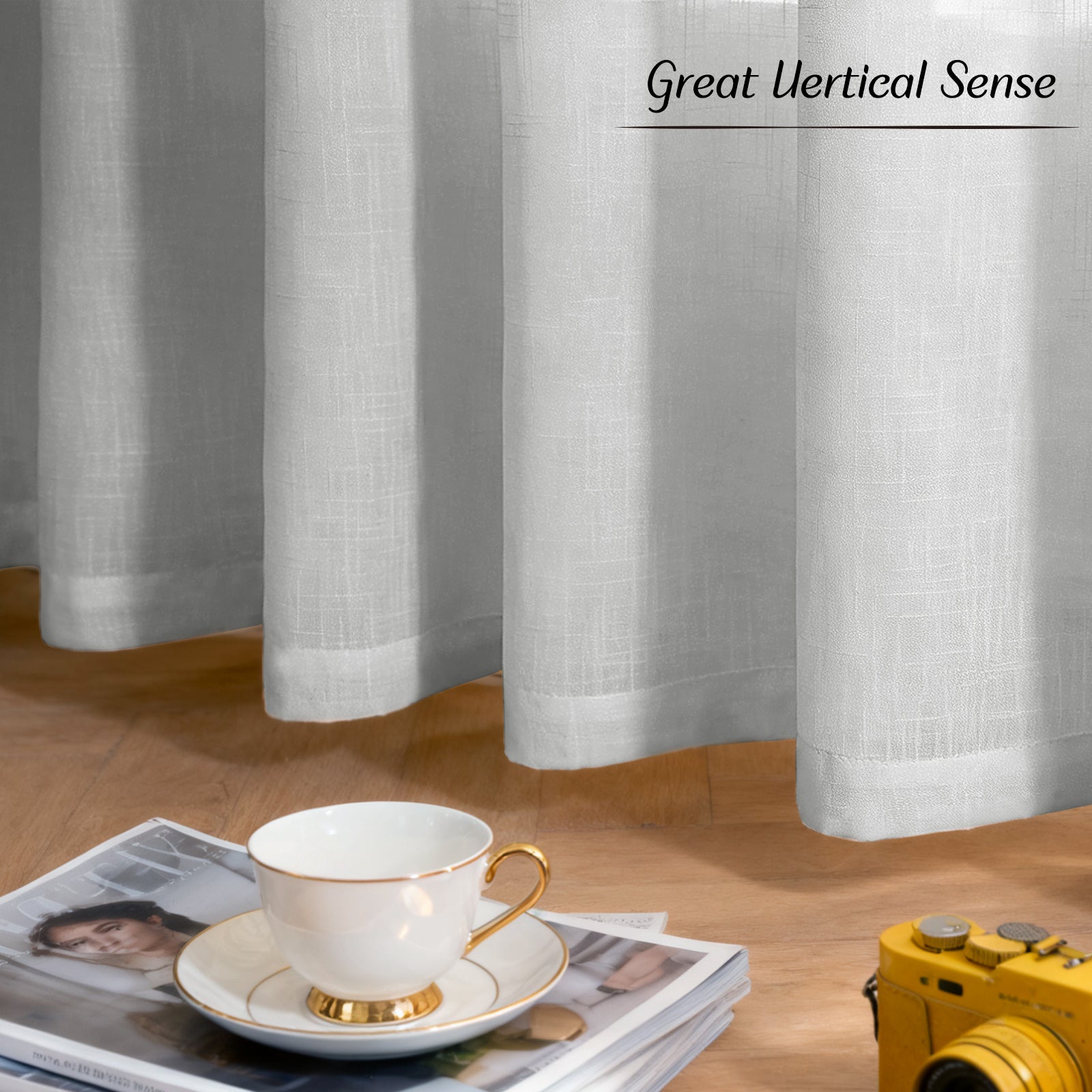 Ystyle 2 Panels Set, Linen-Effect Indoor Curtains, 70x240 cm, Living Room Window Curtains with Cross Weave, Kitchen Voile Curtains with Rod Pocket, Modern Lightweight Bedroom Curtains