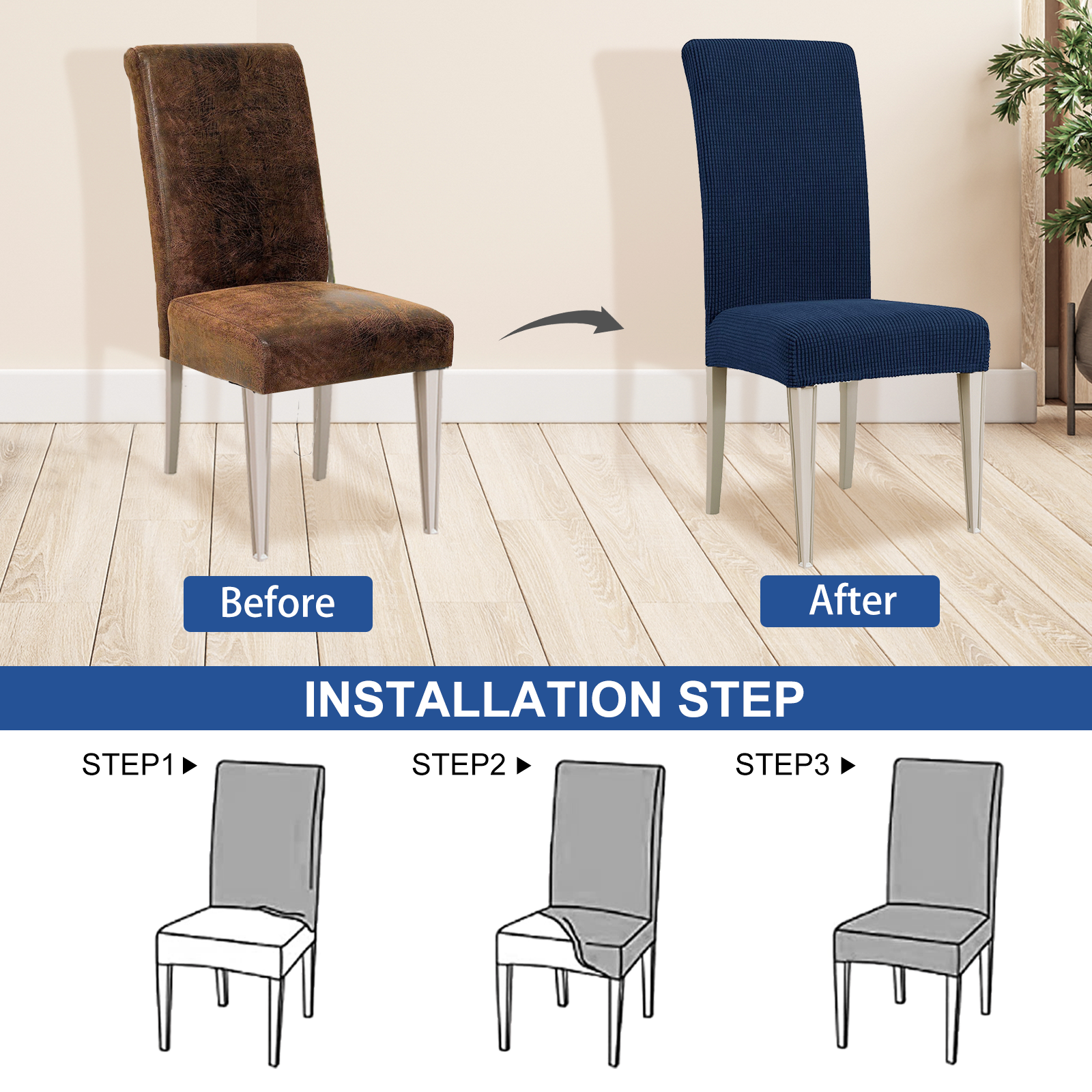 YSTYLE 6 Pieces Stretch Dining Chair Covers Jacquard Pattern
