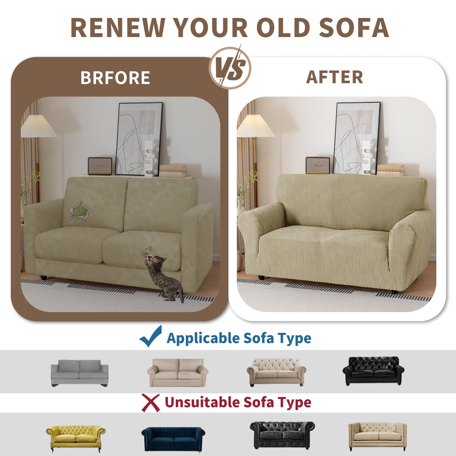 Copertura per divano a 1 posto YSTYLE Stretch 78-116cm con motivo geometrico